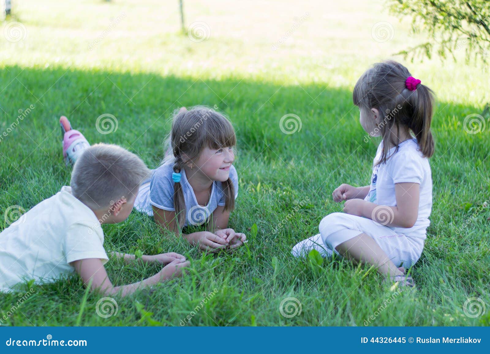 Children Playing on the Grass Stock Image - Image of friendship, family
