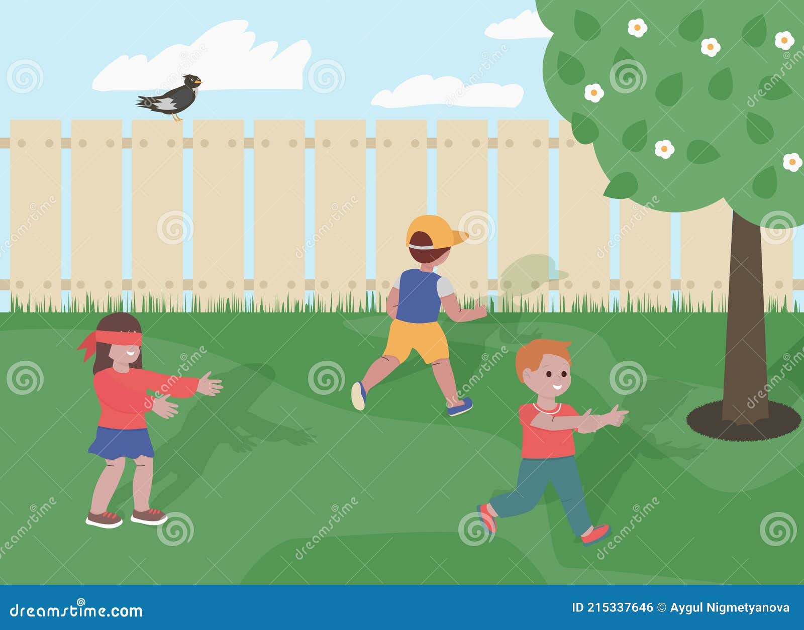 Children play in hide and seek game background Vector Image