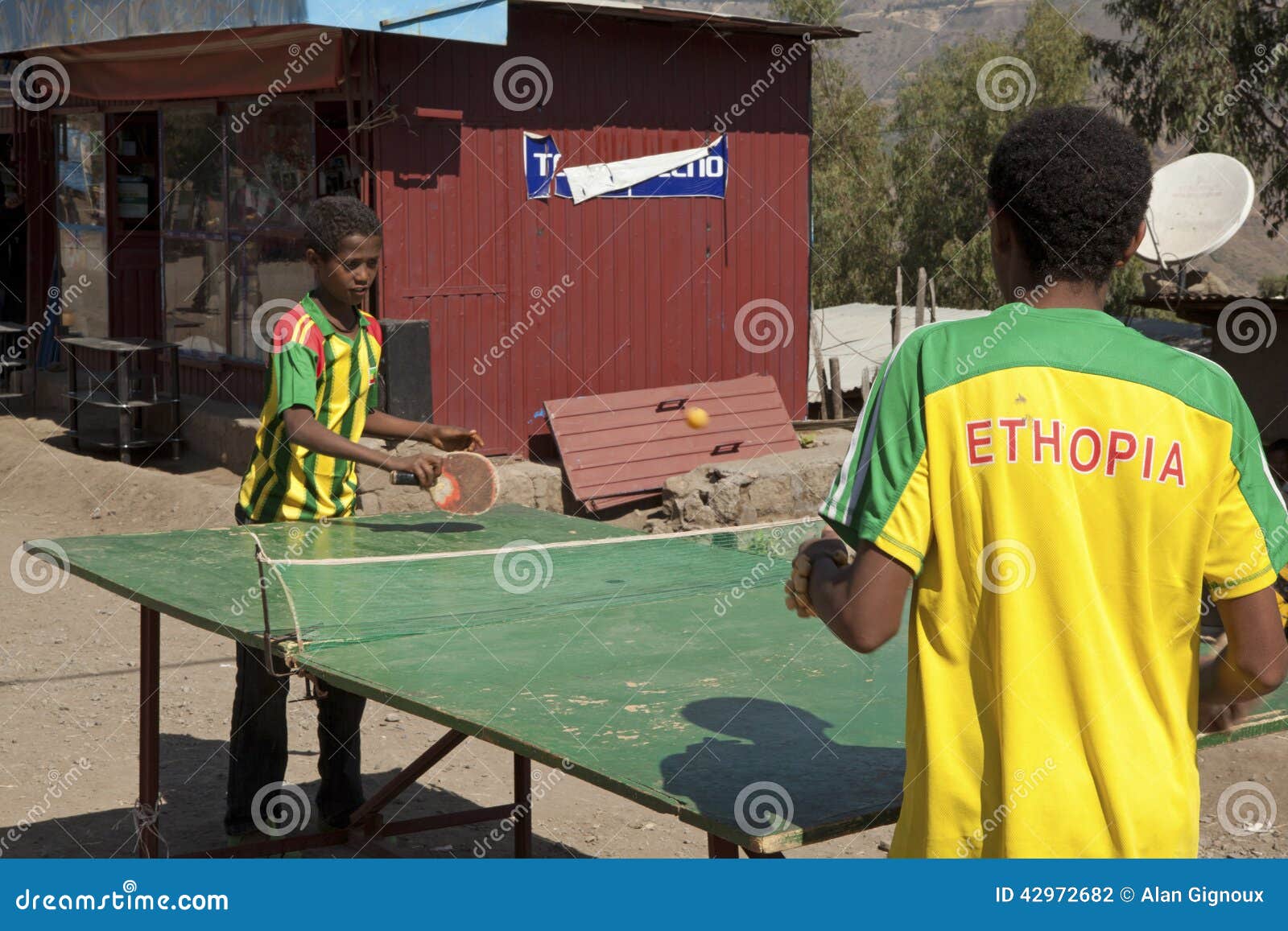 Children Playing Table Tennis, Ethiopia Editorial Photography Image