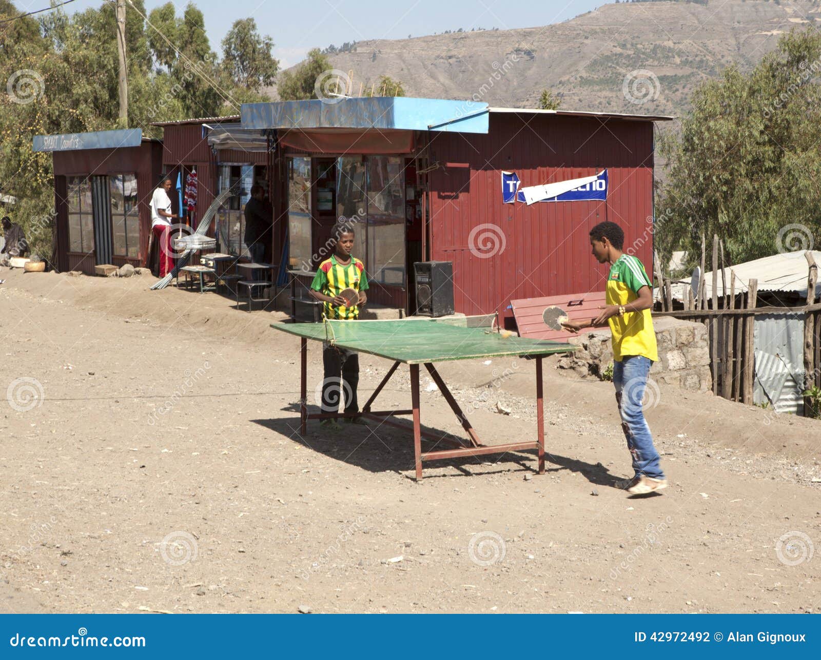 Children Playing Table Tennis, Ethiopia Editorial Photography Image