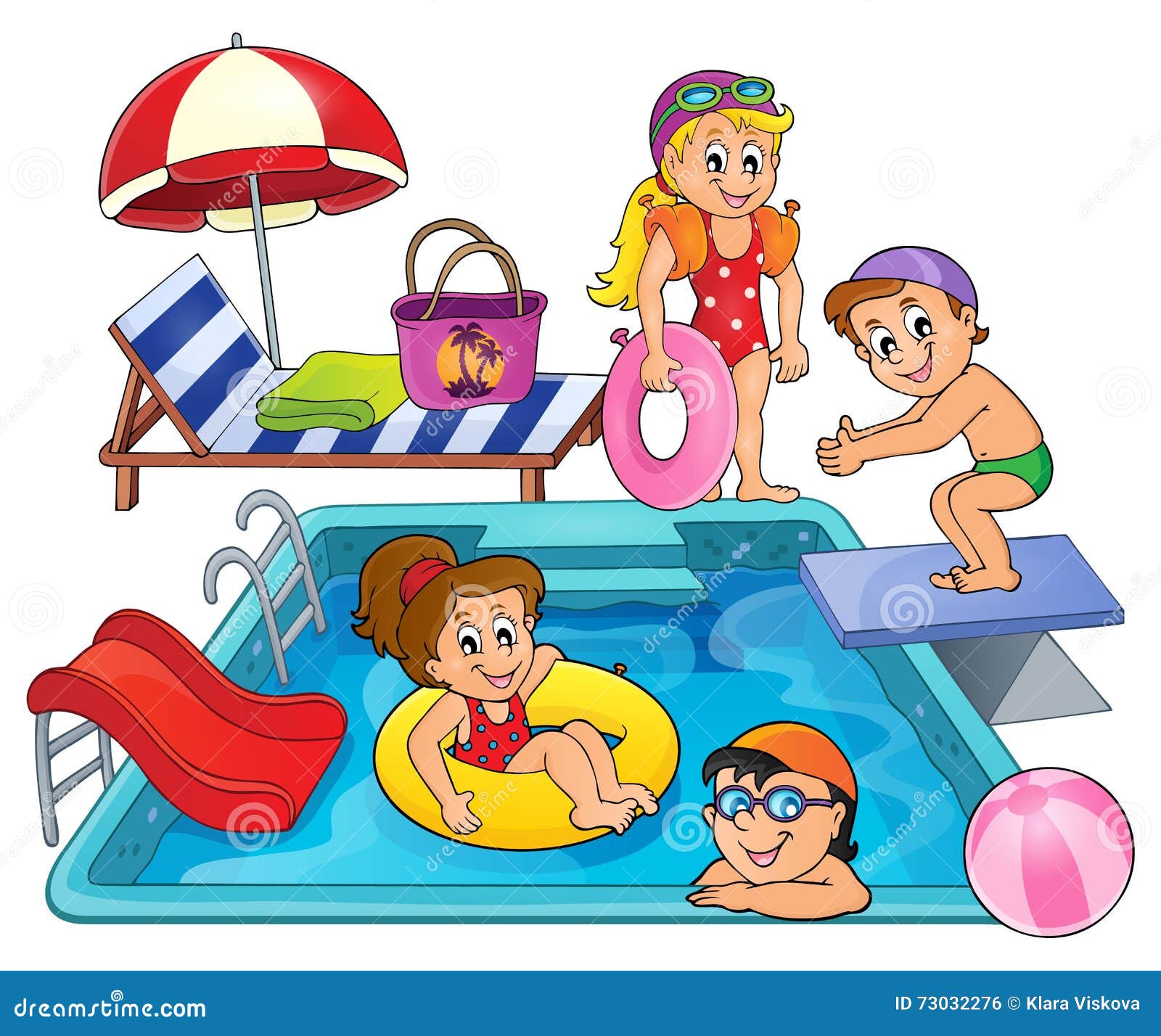 Children by Pool Theme Image 1 Stock Vector - Illustration of season ...