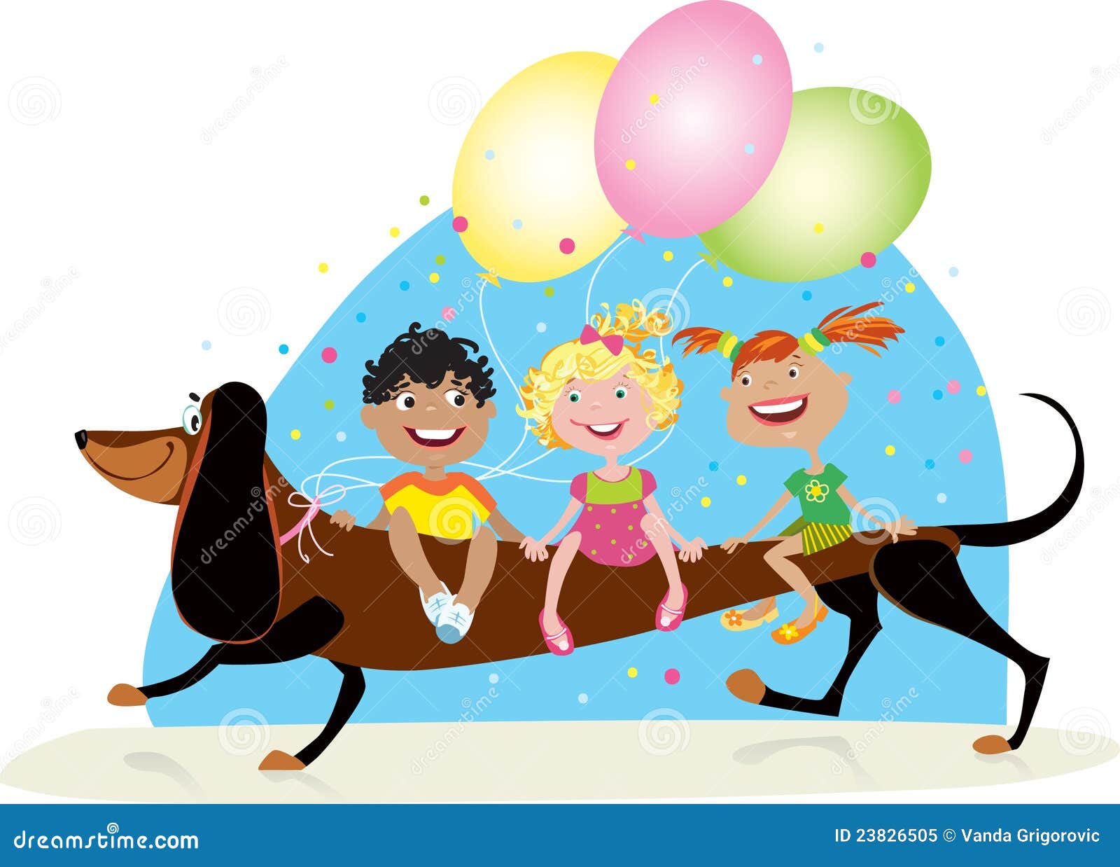 children riding dog stock vector illustration of play 23826505 dog cartoon for children