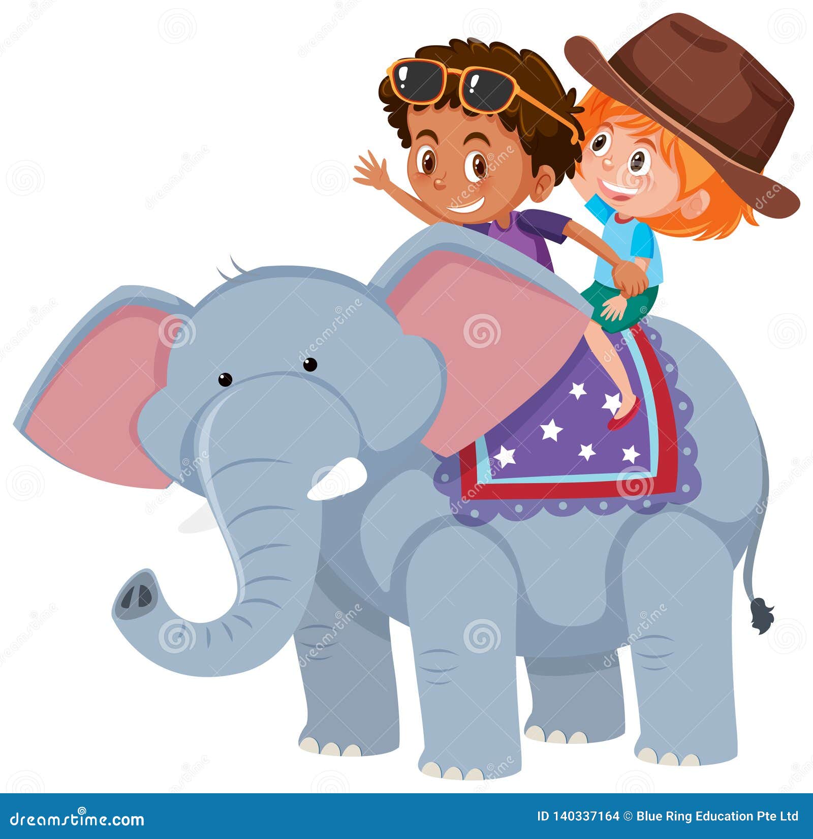 Children Riding an Elephant Stock Vector Illustration of india