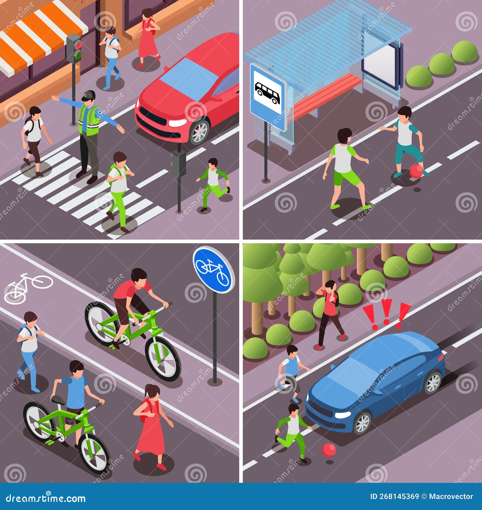 Different Scenes With Road Safety Illustration Royalty Free SVG, Cliparts,  Vectors, and Stock Illustration. Image 56548926.