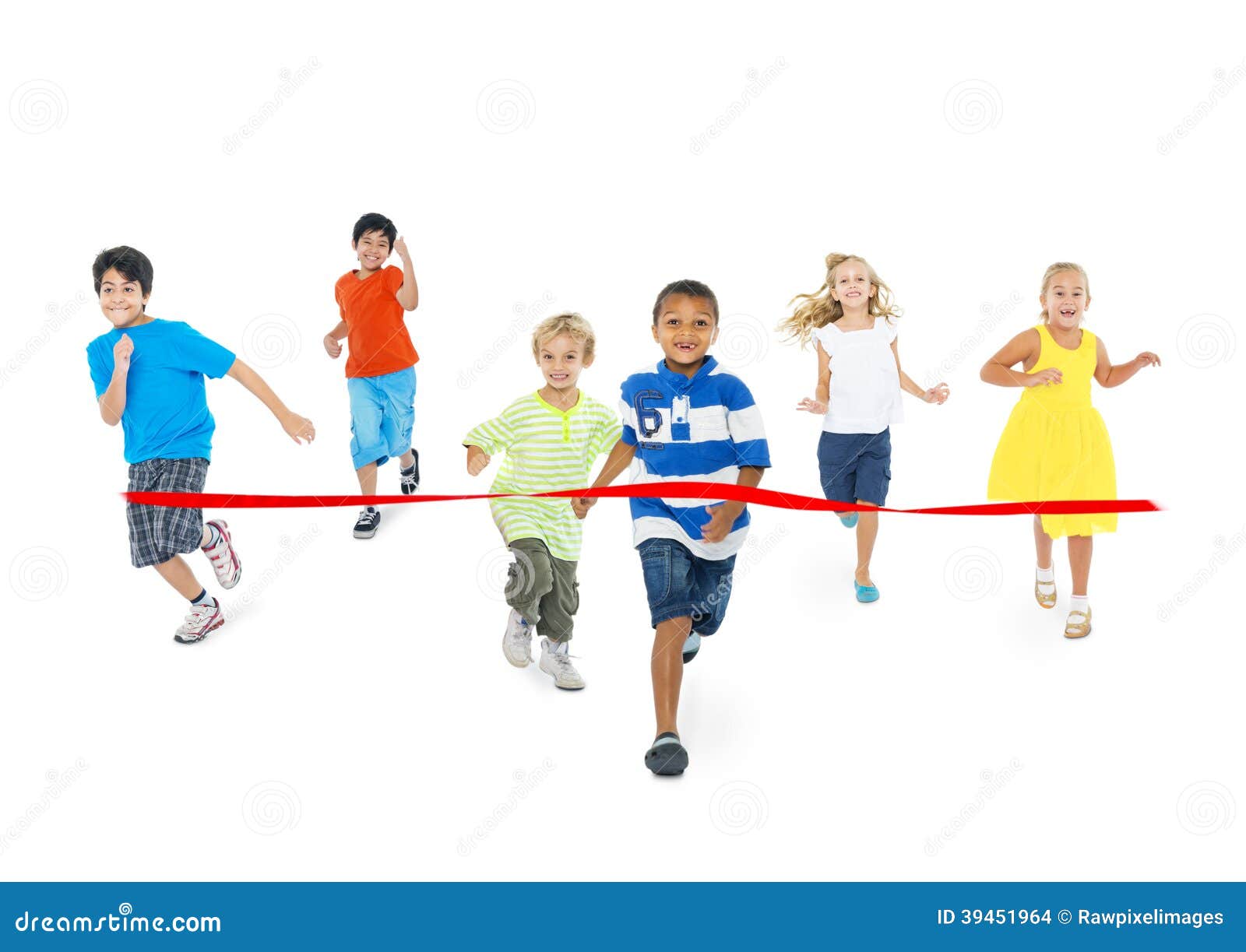 Children Running Toward The Finish Line Stock Photo Image 39451964