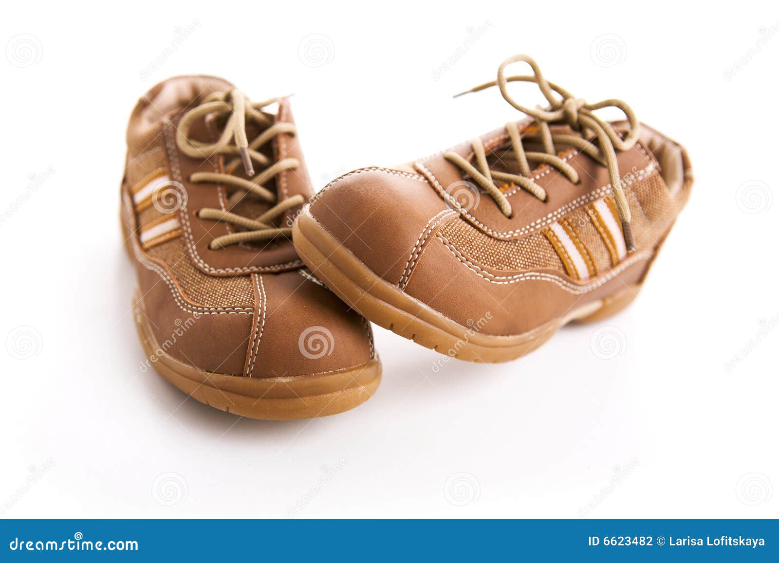 Children s brown shoes stock photo. Image of small, stripes 6623482