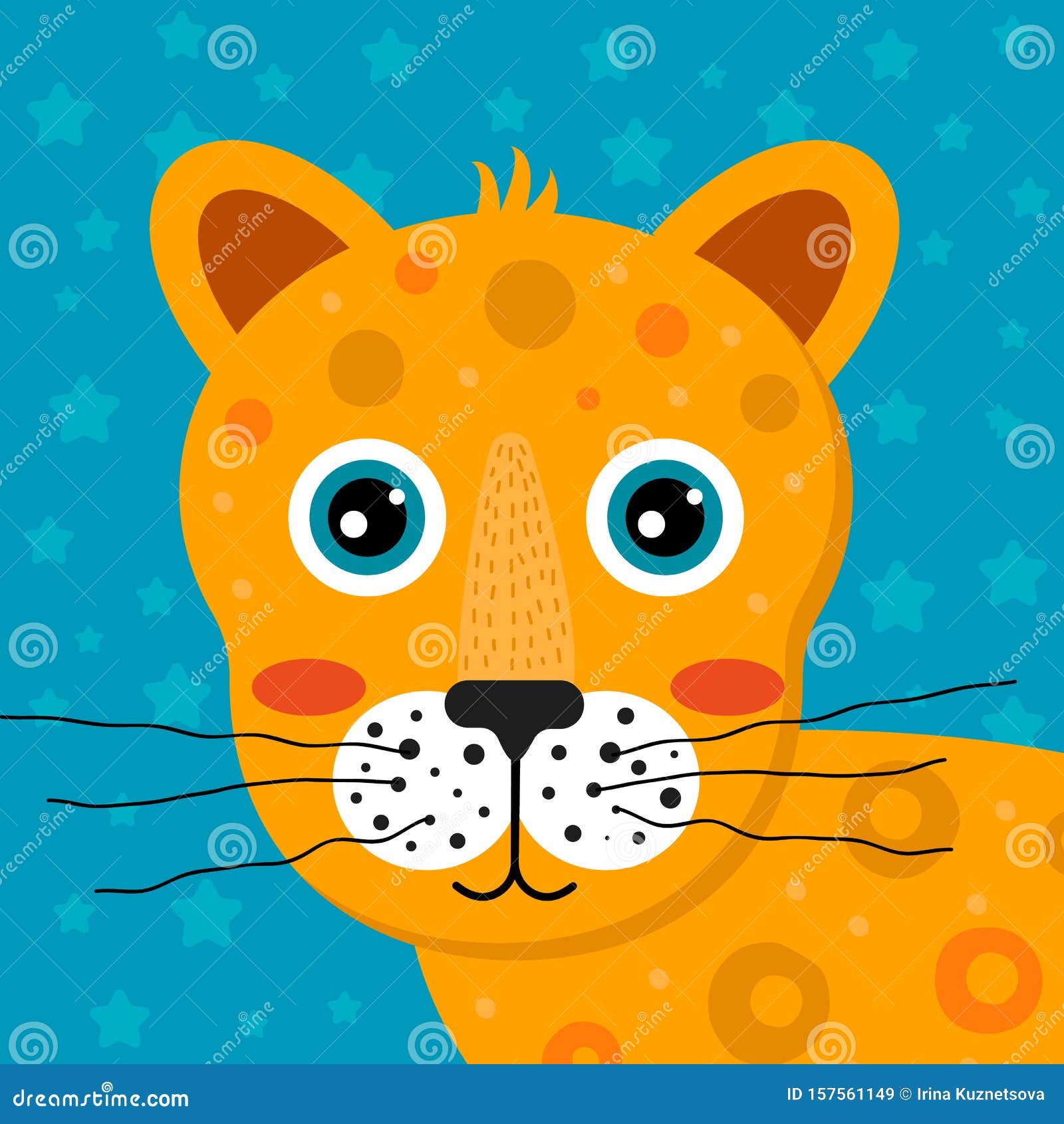 Children`s Cartoon Tropical Animal. Head Cute Jaguar for the Kids Stock  Illustration - Illustration of creature, doodle: 157561149