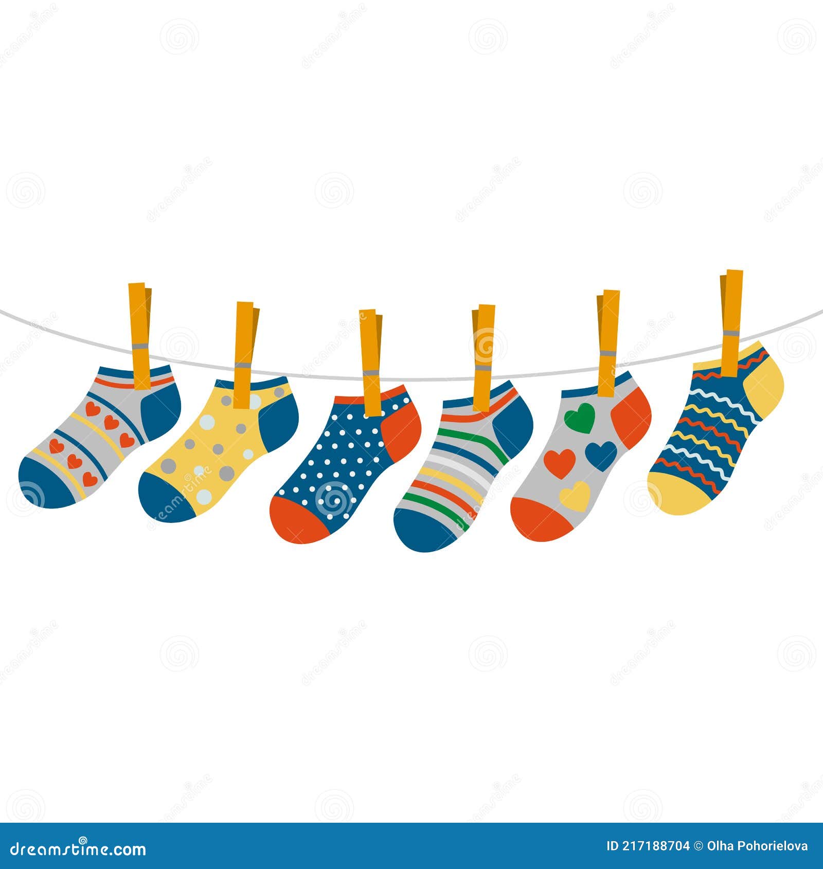 Children`s Colored Socks Hang on a Rope. Concept of International