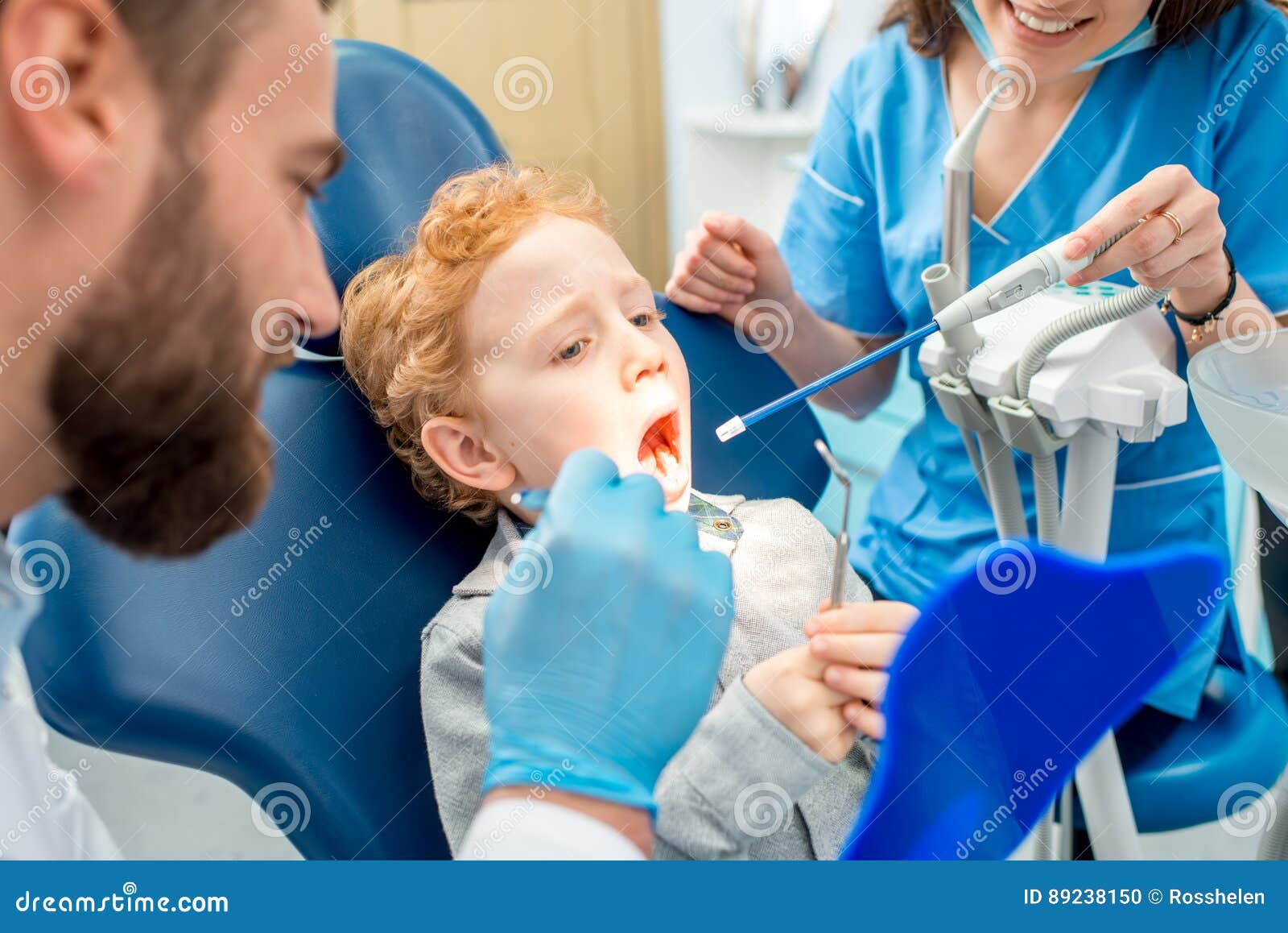 Children`s Dental Procedure Stock Photo Image of caucasian