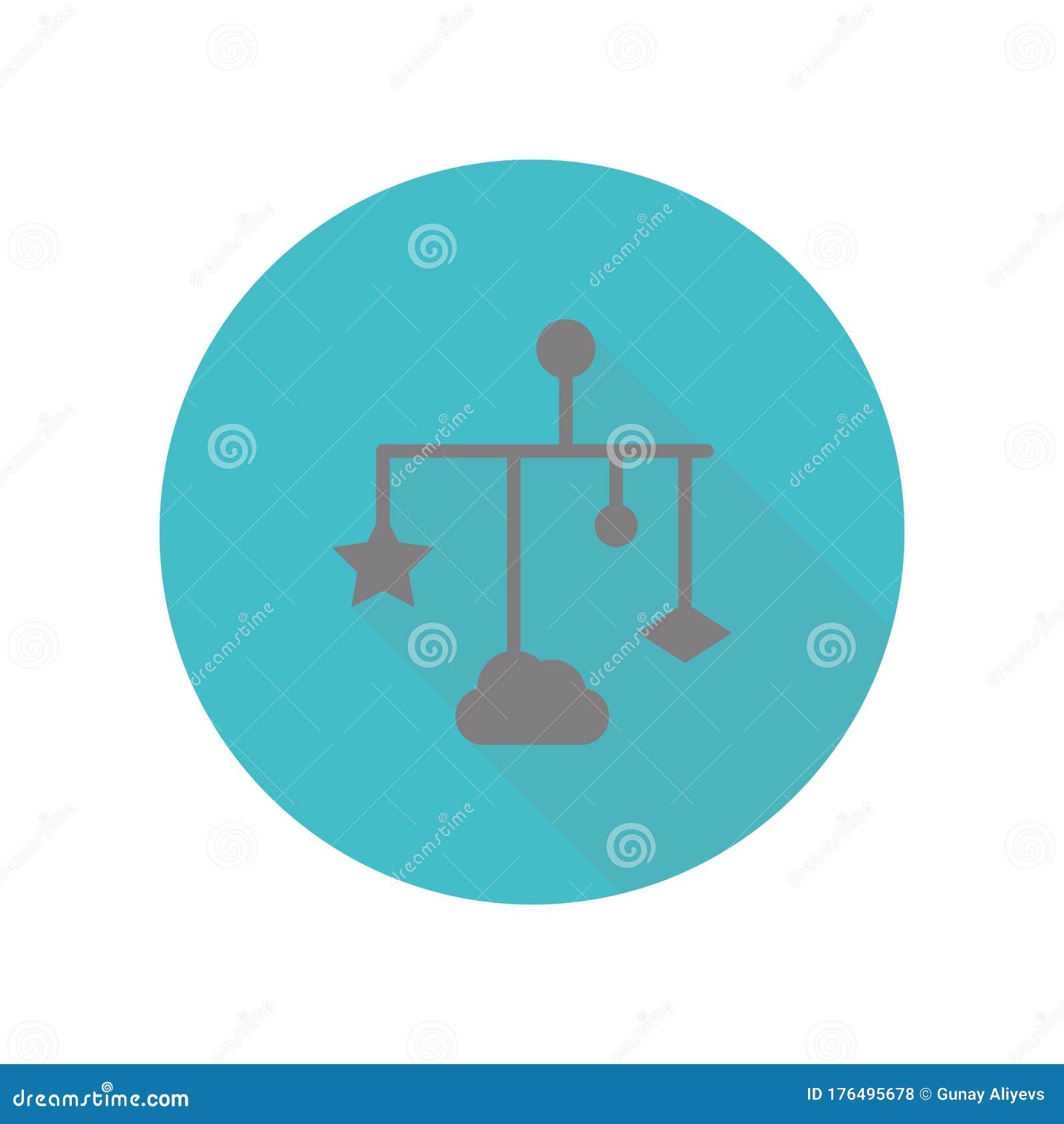 children\'s diapers, a toy over the crib long shadow icon. simple glyph, flat  of web icons for ui and ux, website or mobile