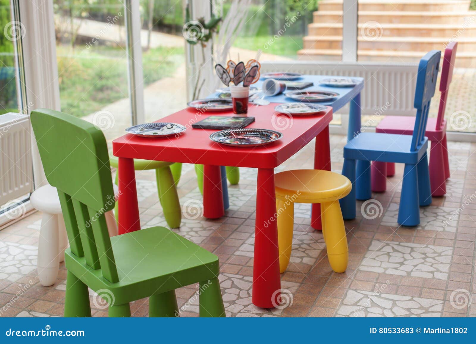 Children`s Dining Room Interior Stock Image Image of preschool