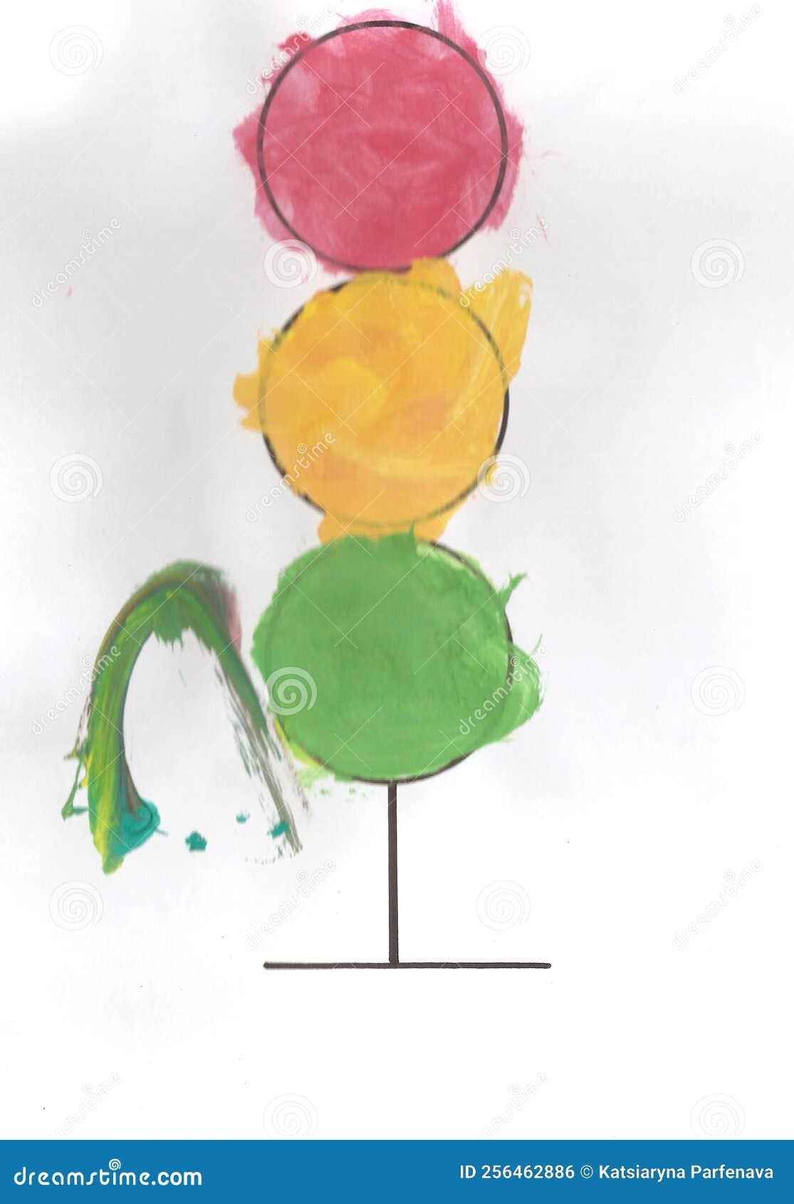 Children S Drawing. Car and Traffic Light. Children S Drawing with