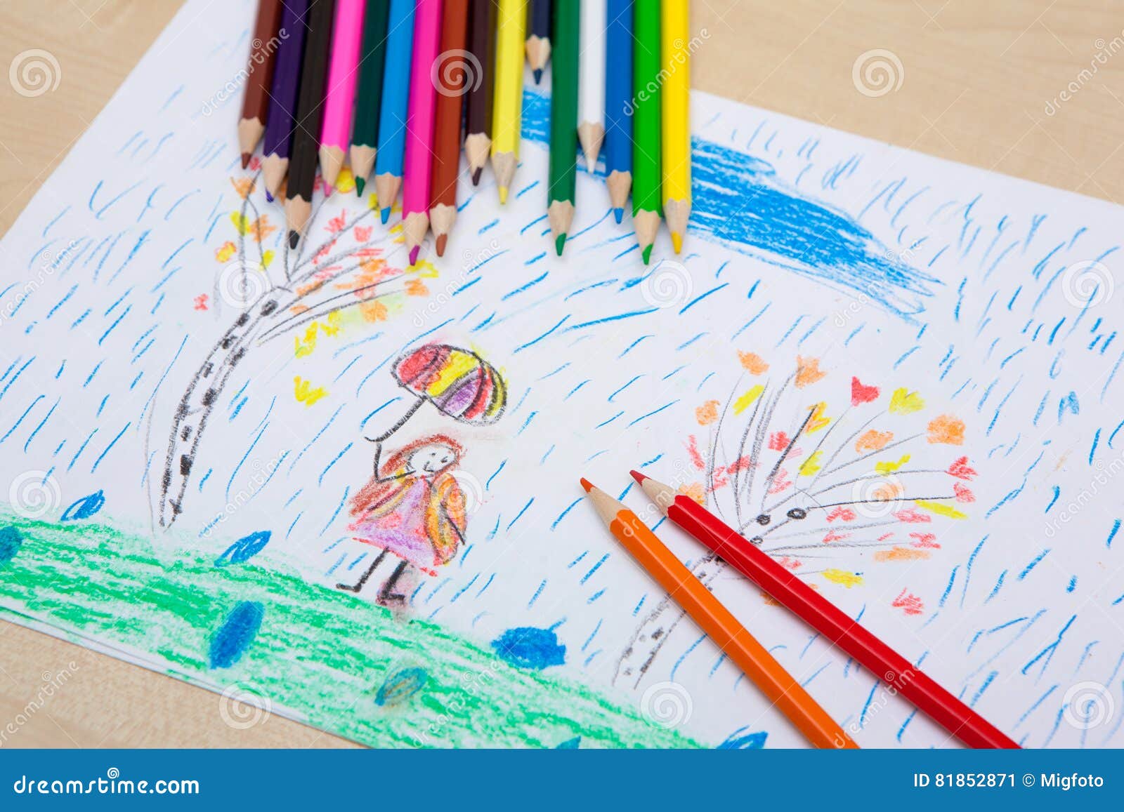 Children`s Drawing Pencils. Stock Image - Image of drawing, little