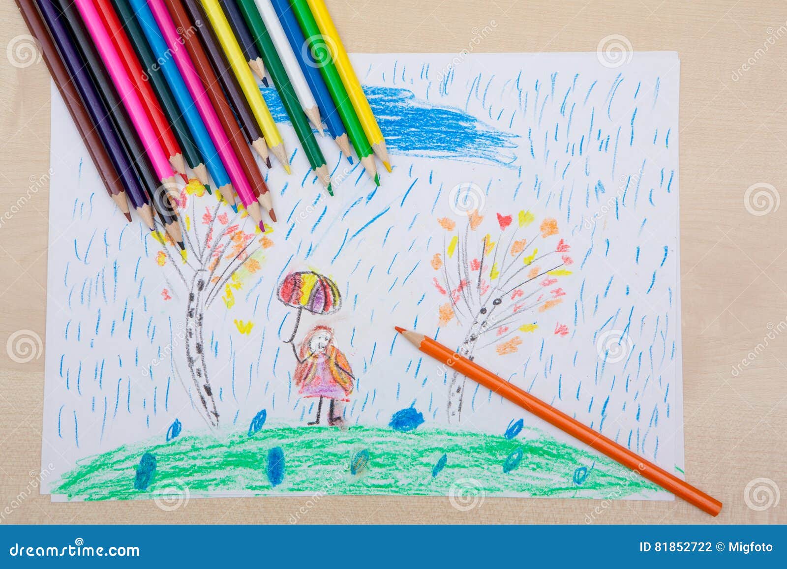 Children`s Drawing Pencils. Stock Photo - Image of graphic, little: 81852722