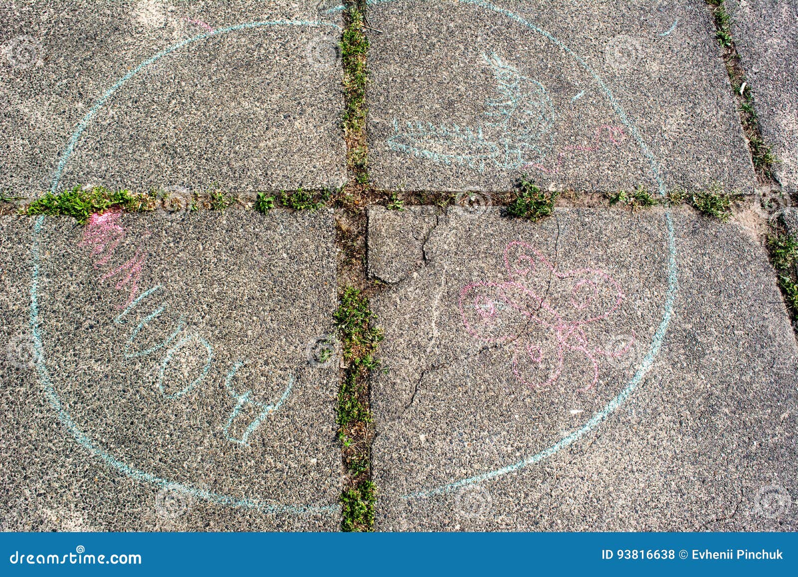 Children`s Drawings in Chalk on the Pavement Stock Photo Image of