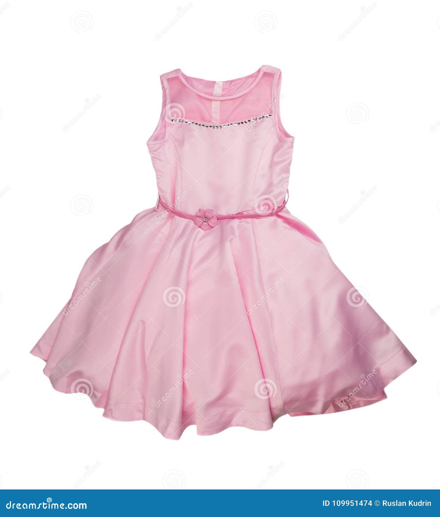 Children`s Elegant Pink Dress. Isolate on White Stock Photo - Image of ...