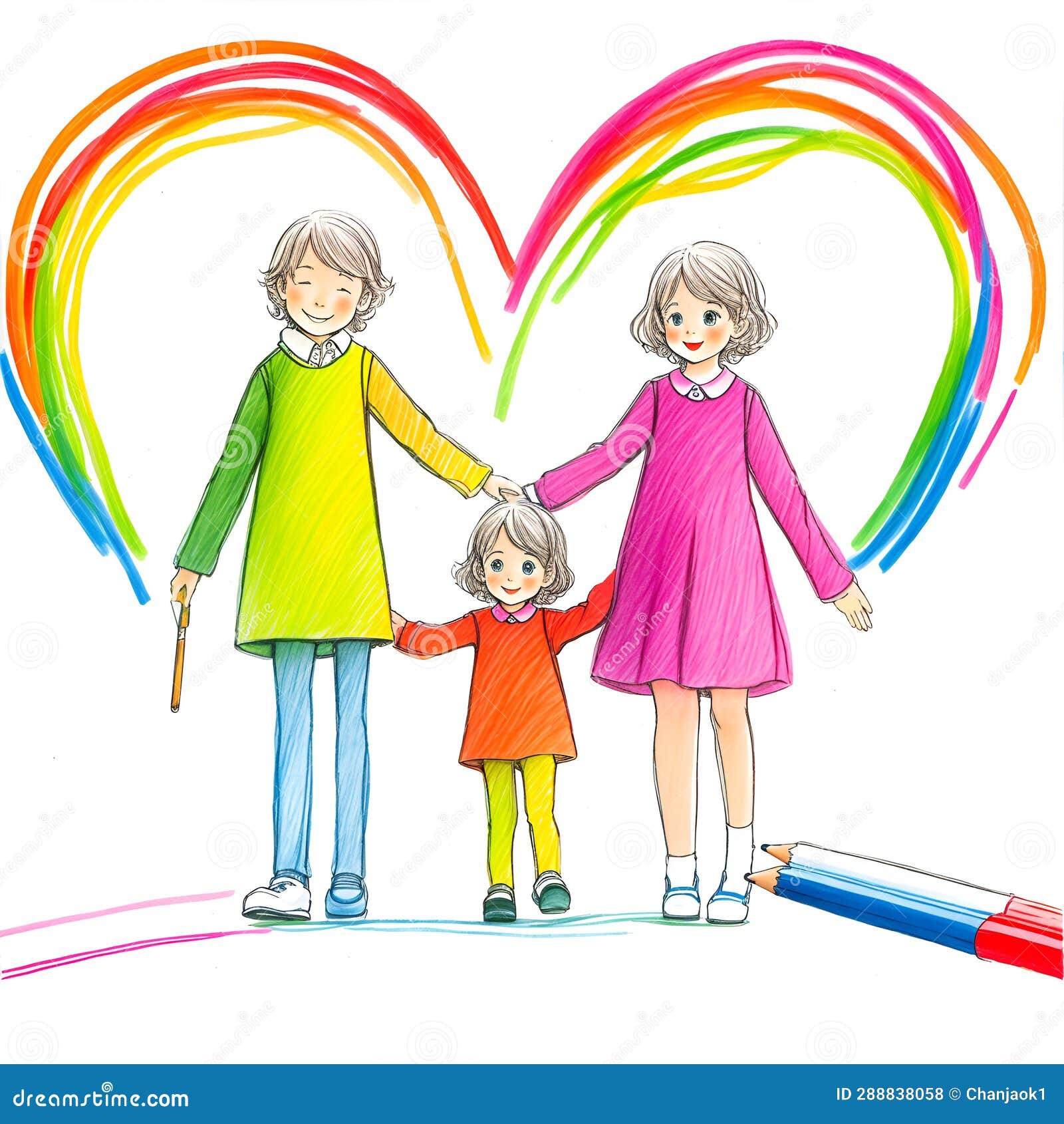 Child drawing of my family Royalty Free Vector Image