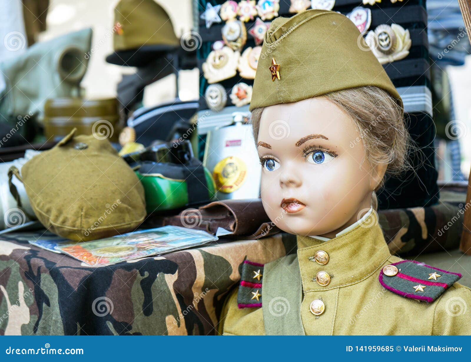 Children`s Mannequin in Military Uniform of Soviet Times Stock Image