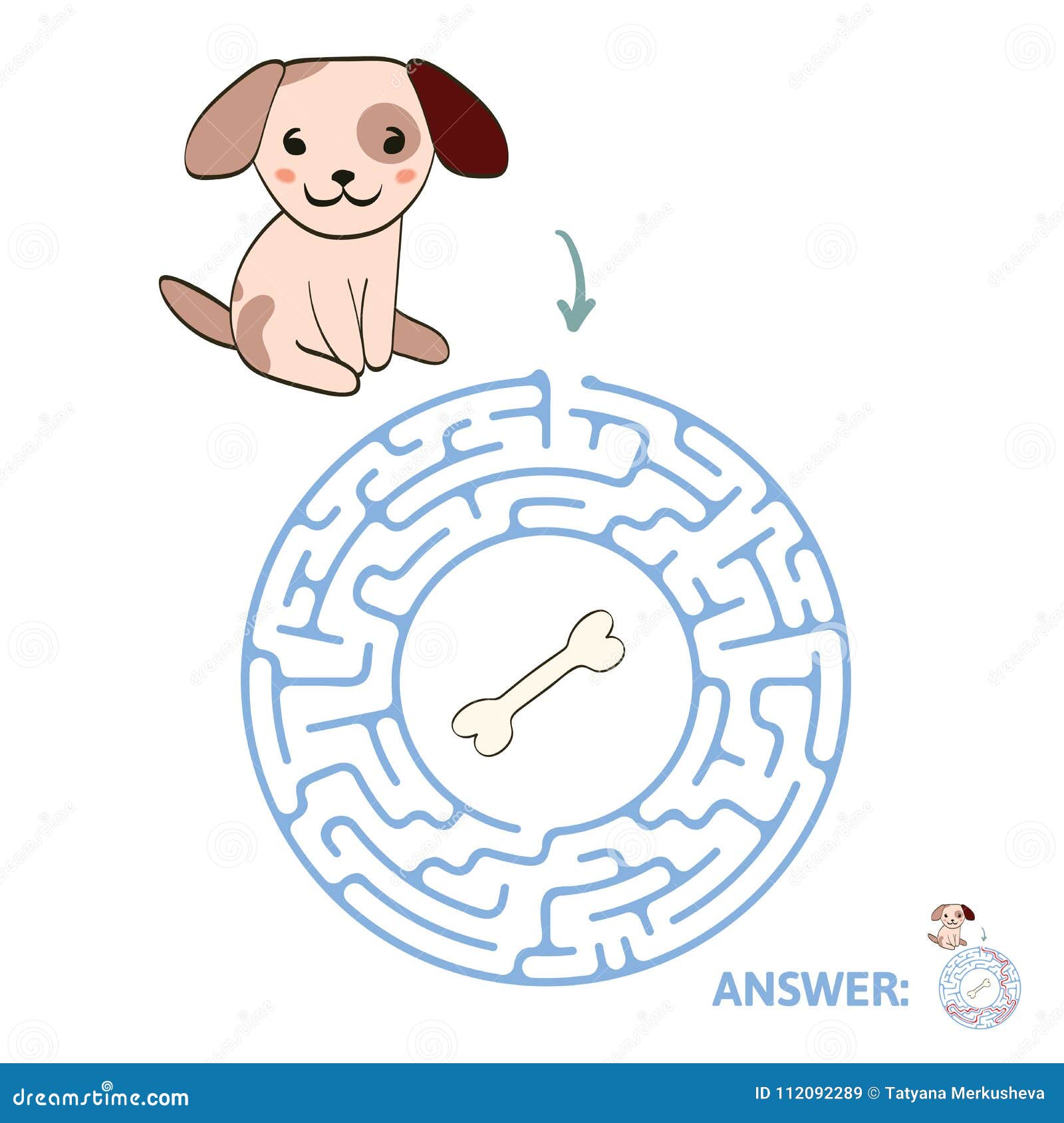 Labyrinth maze game with solution help dog Vector Image