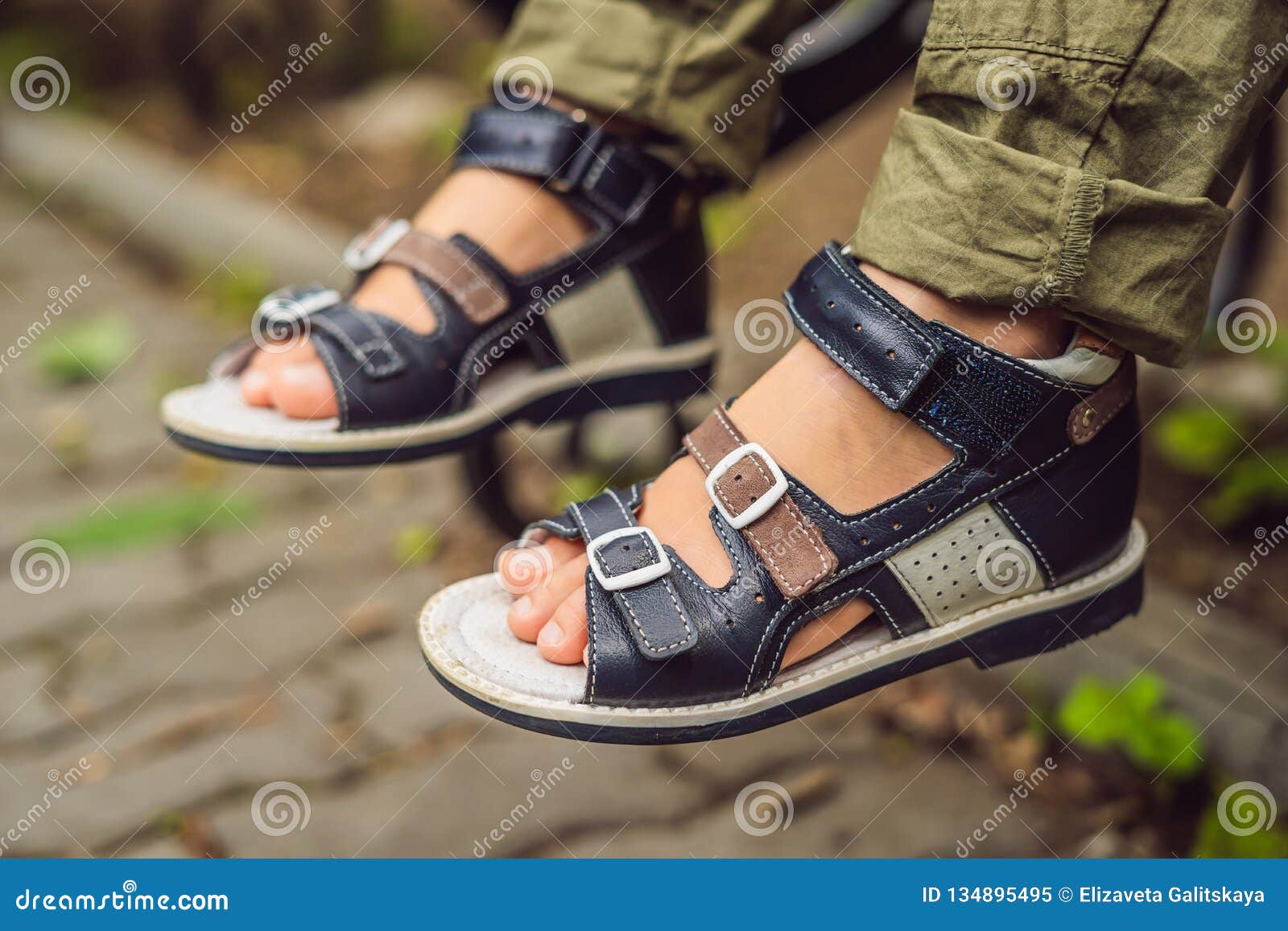 Children`s Orthopedic Shoes on the Boy`s Feet Stock Image - Image of ...