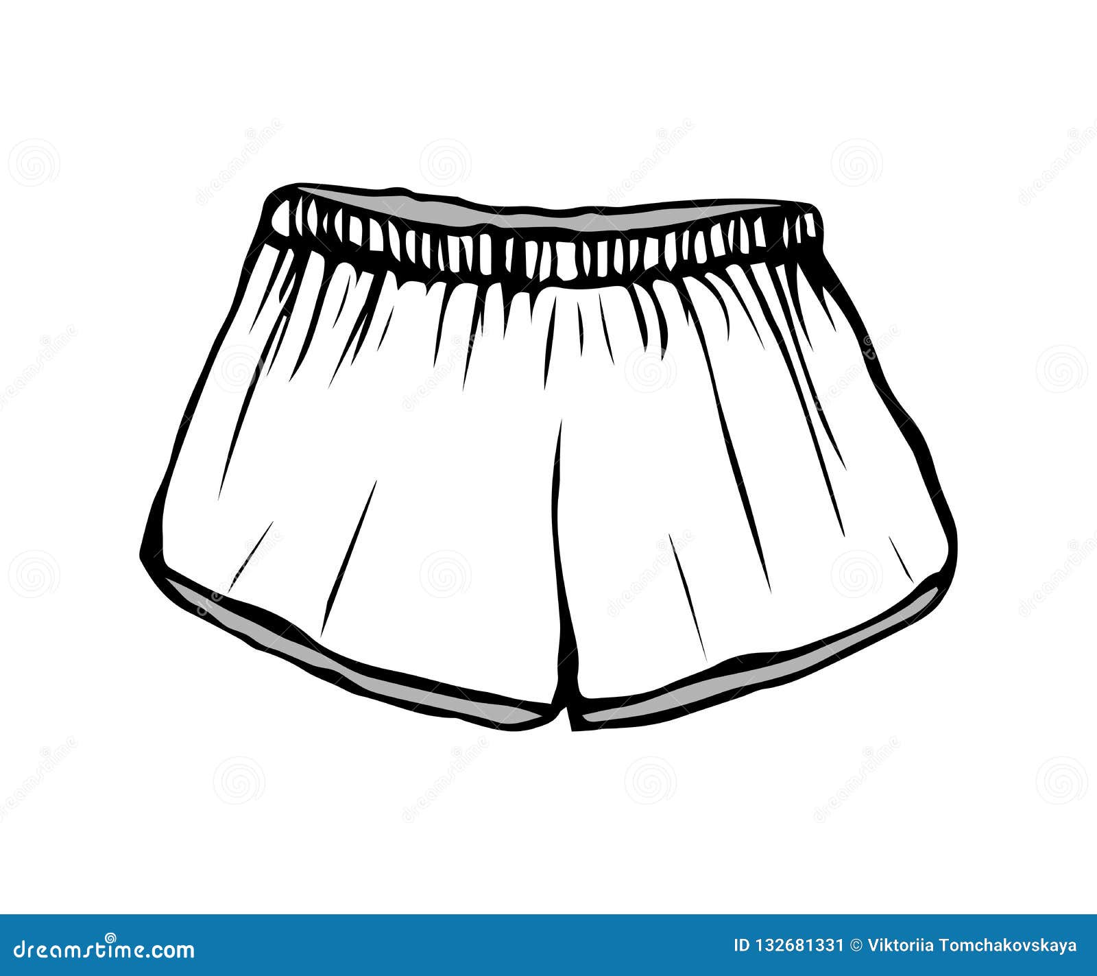 Children`s Outline Drawing Clothes. White Sketch Shorts. Illustration ...