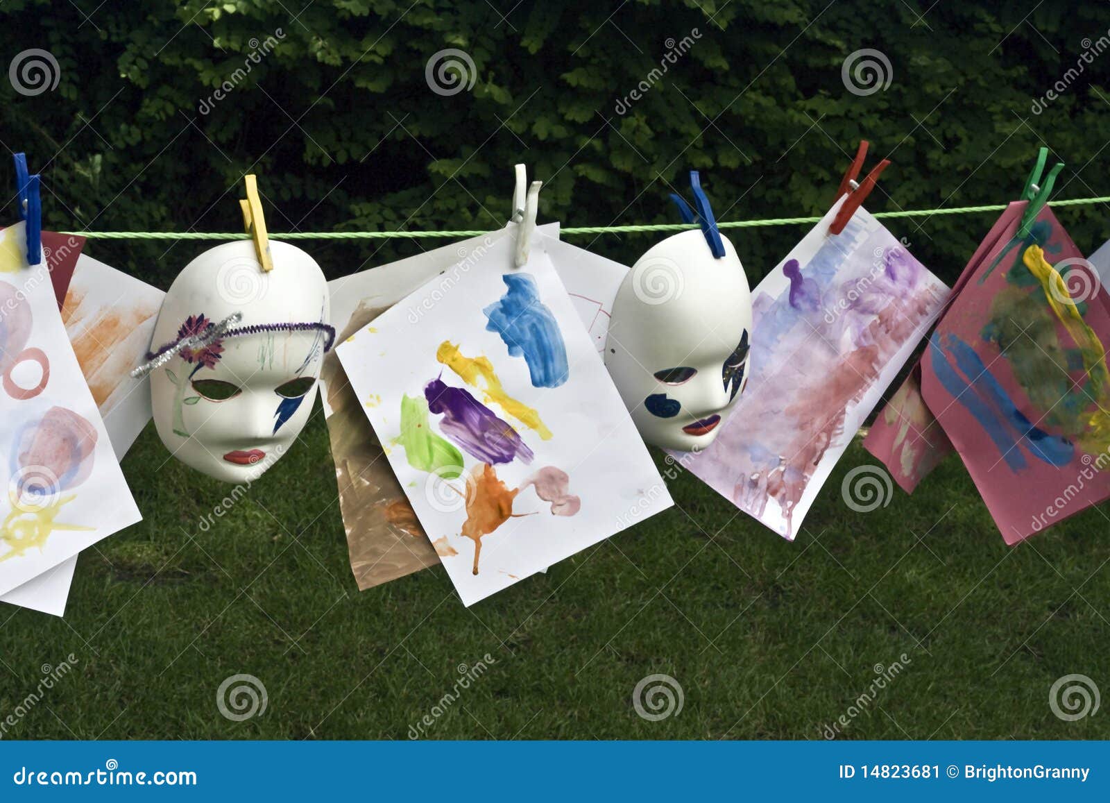 Two DIY Handmade Protective Cloth Fabric Masks in Thailand Hanging