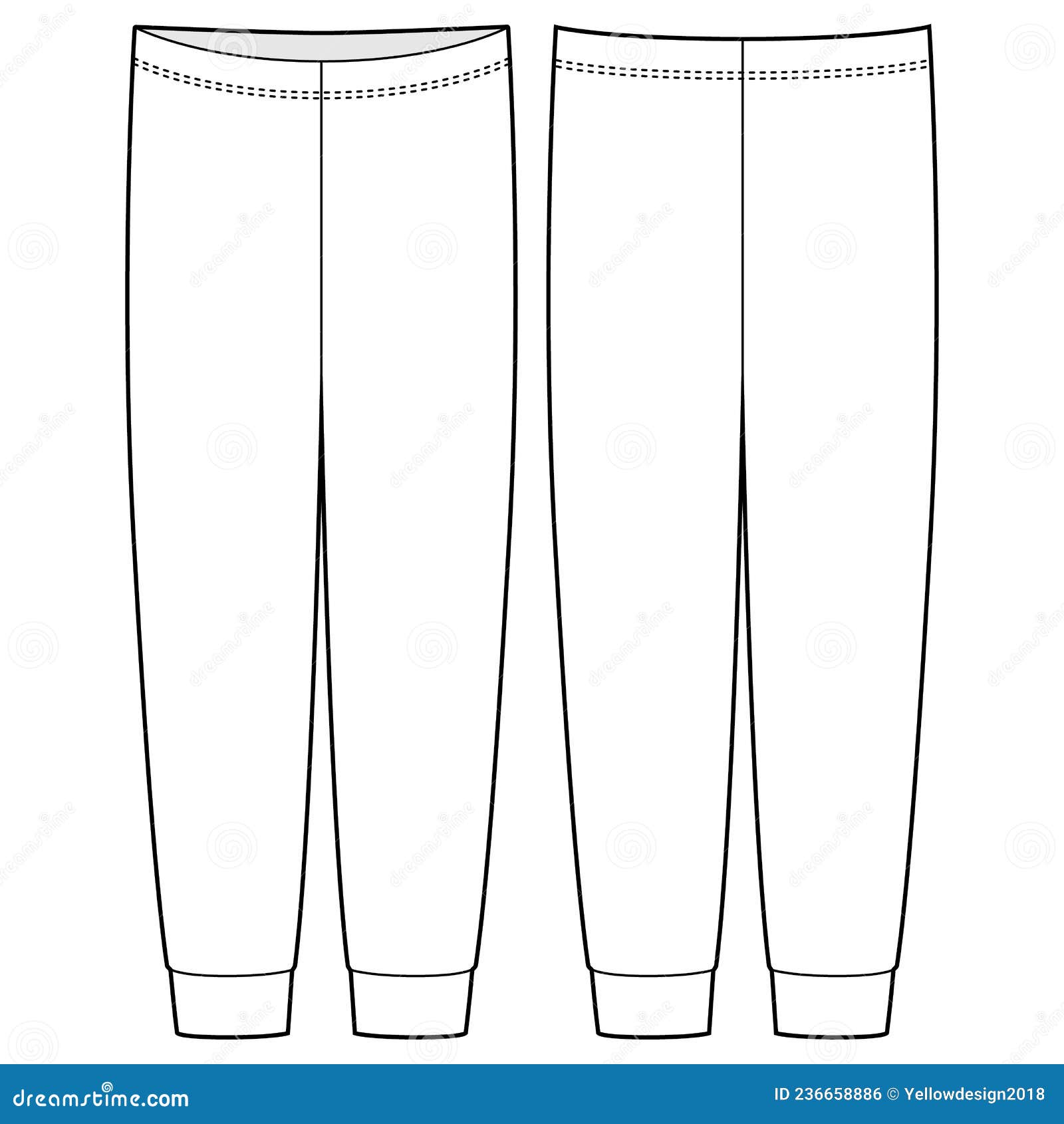 Children`s Pajamas Pants Technical Sketch . KIds Home Wear Trousers ...