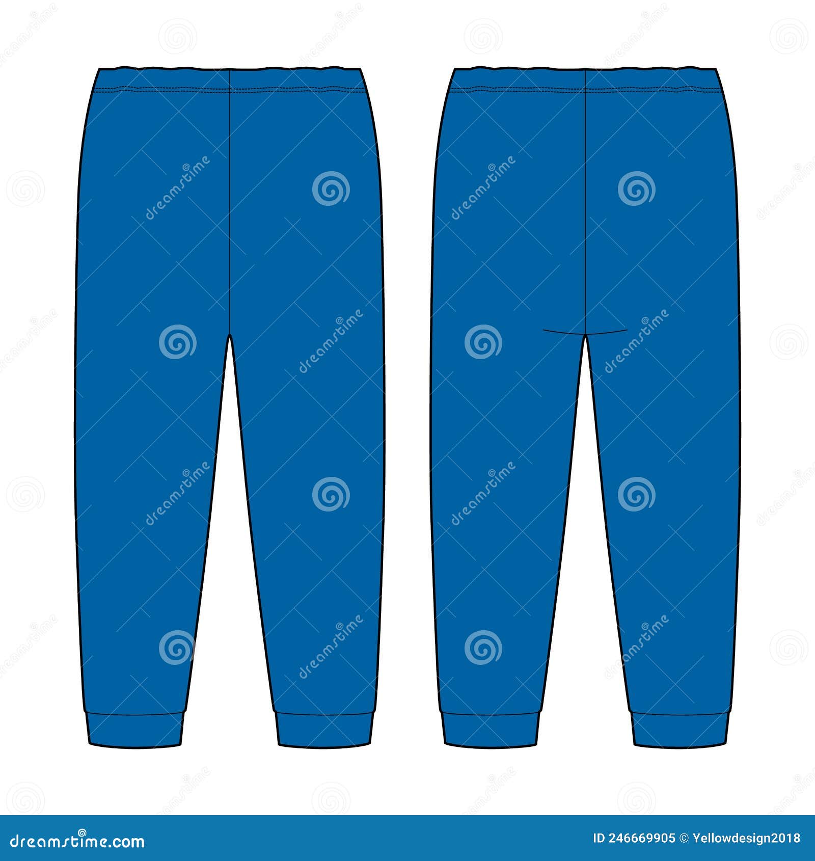 Premium Vector | Children's pajamas pants technical sketch kids home wear  trousers design template isolated bright blue color