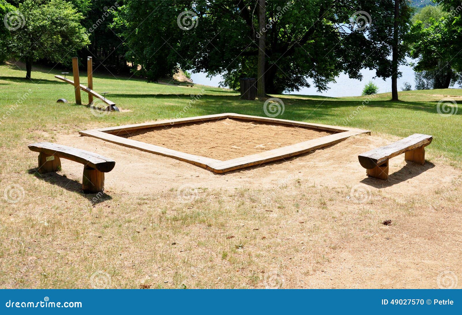 Children S Playground and Sandpit Stock Photo Image of view, wooden