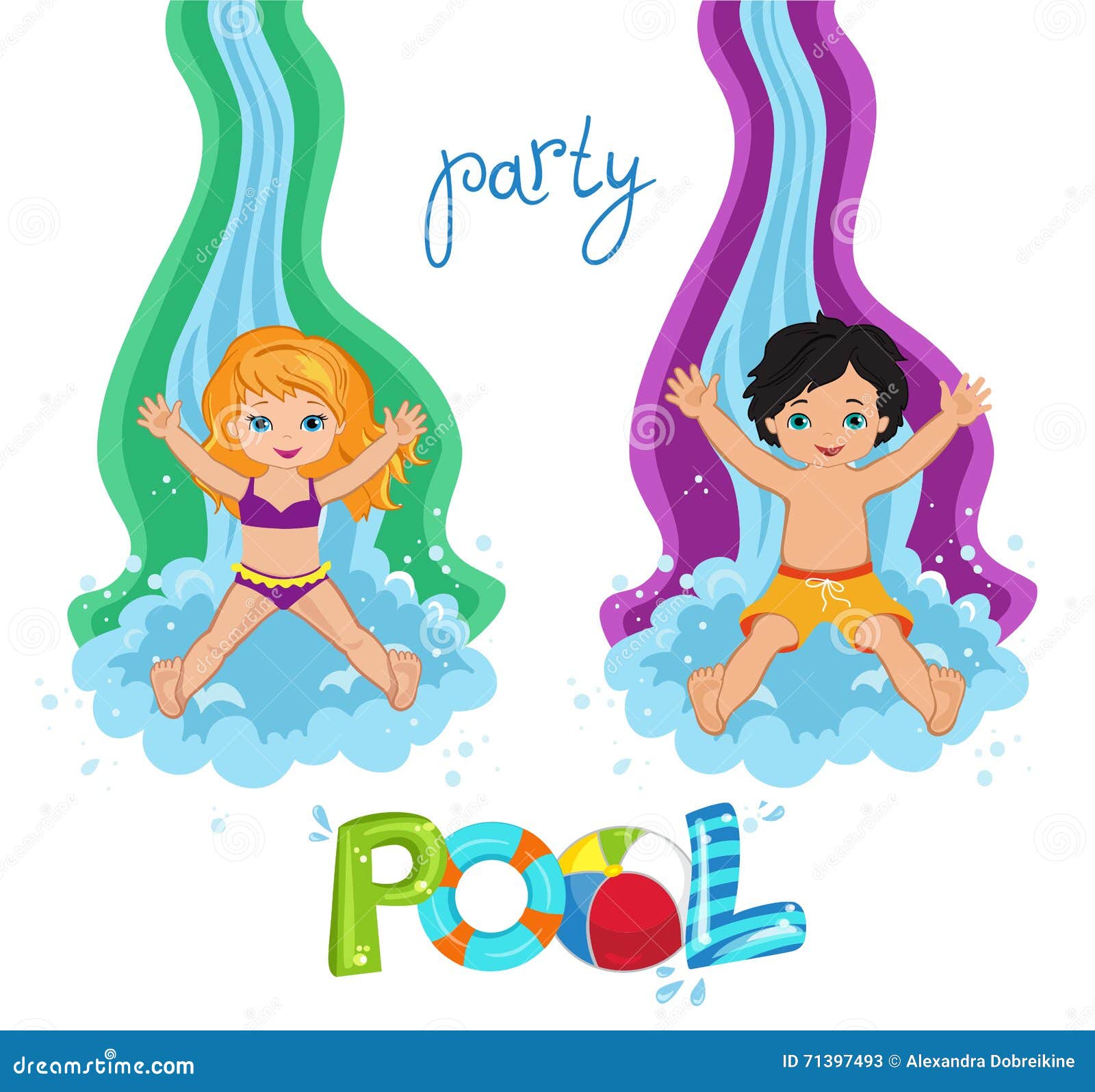 Kids Pool Party Stock Illustration - Download Image Now - Pool Party,  Child, Party - Social Event - iStock