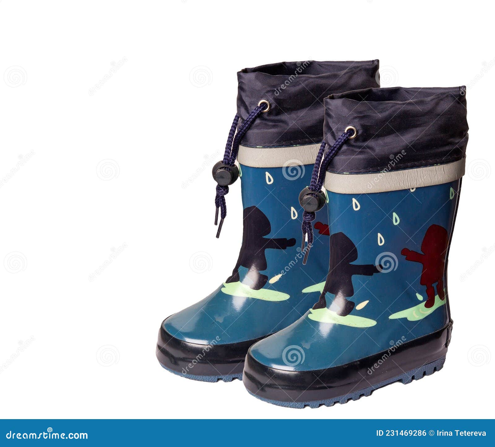 Children S Rubber Boots with Lapels for Wet Weather on a White ...