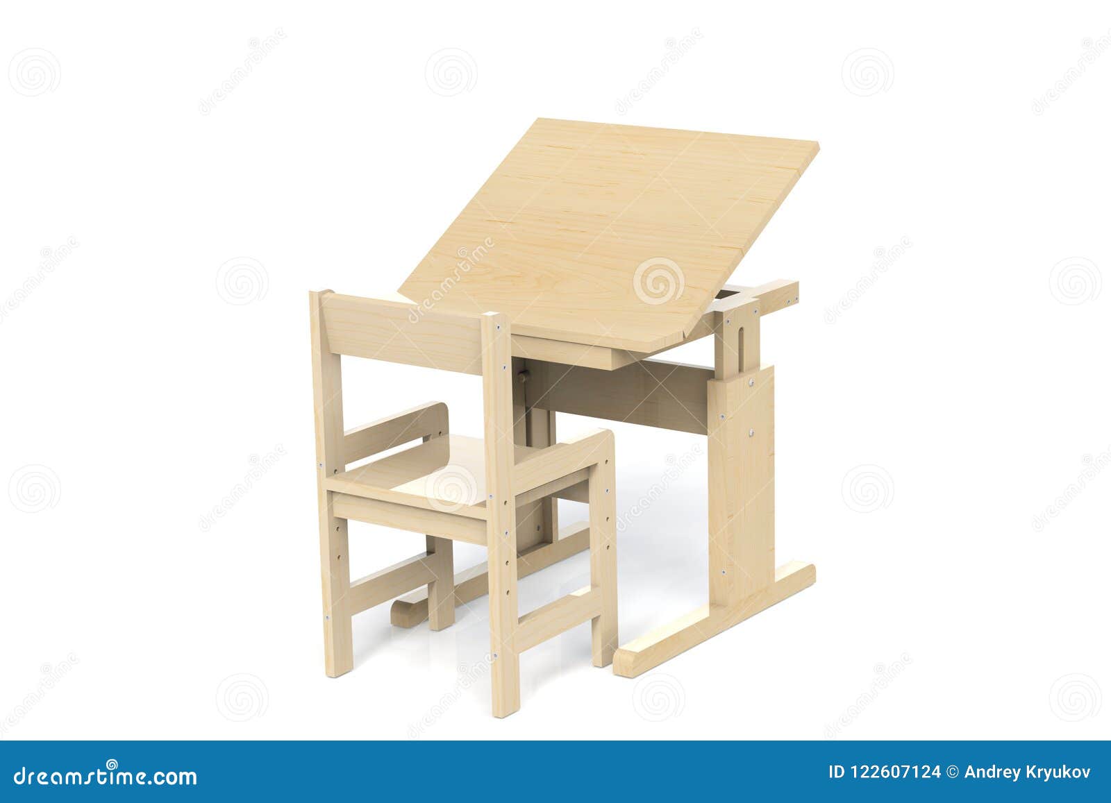 Children S Small Wooden Table And Chair Stock Illustration