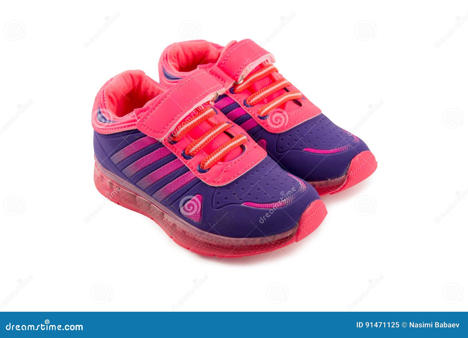 Children`s Sneakers Isolated on a White Background Stock Image - Image ...