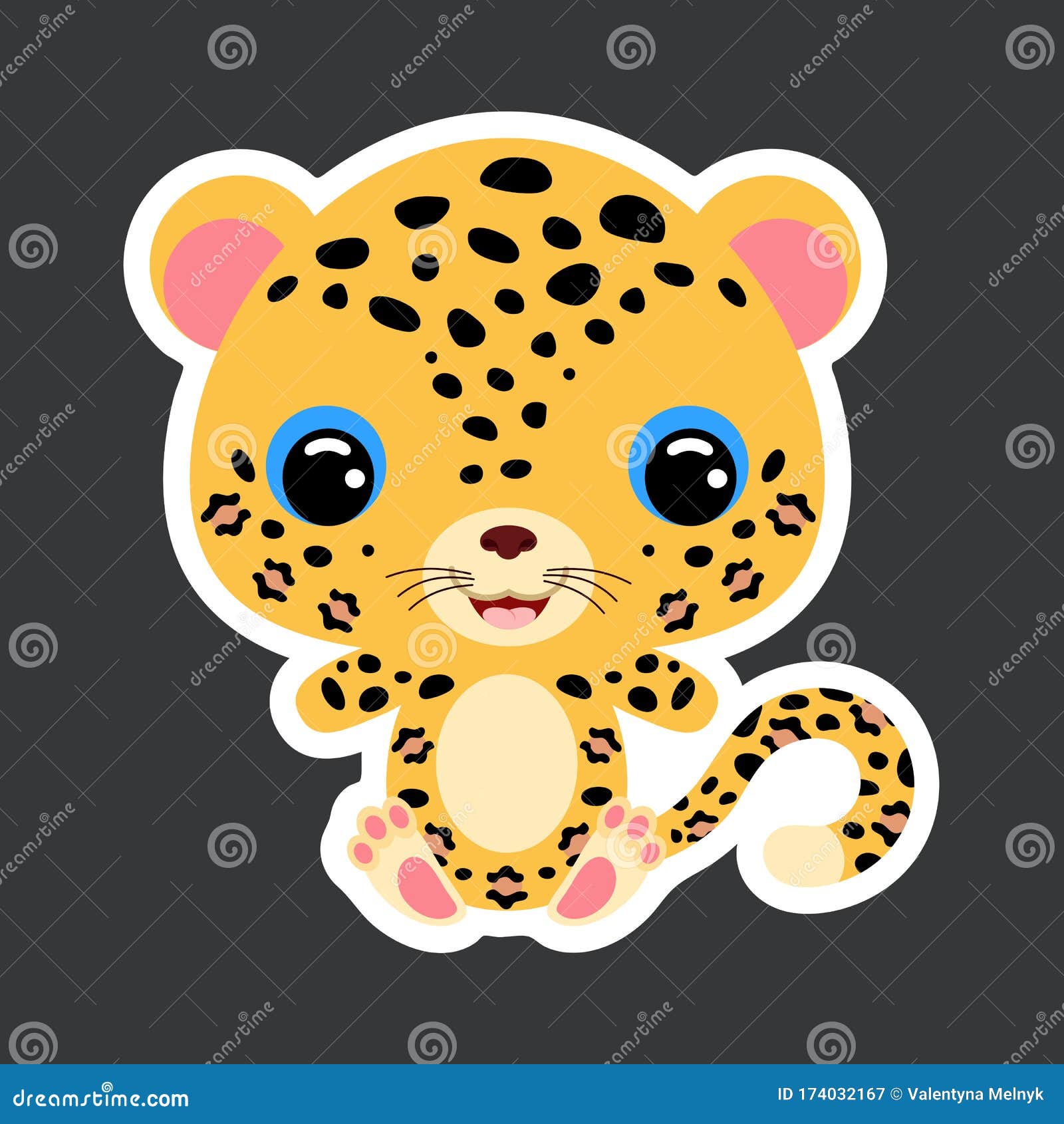 Children`s Sticker of Cute Little Jaguar. Jungle Animal. Flat Vector Stock  Illustration Stock Vector - Illustration of jungle, character: 174032167