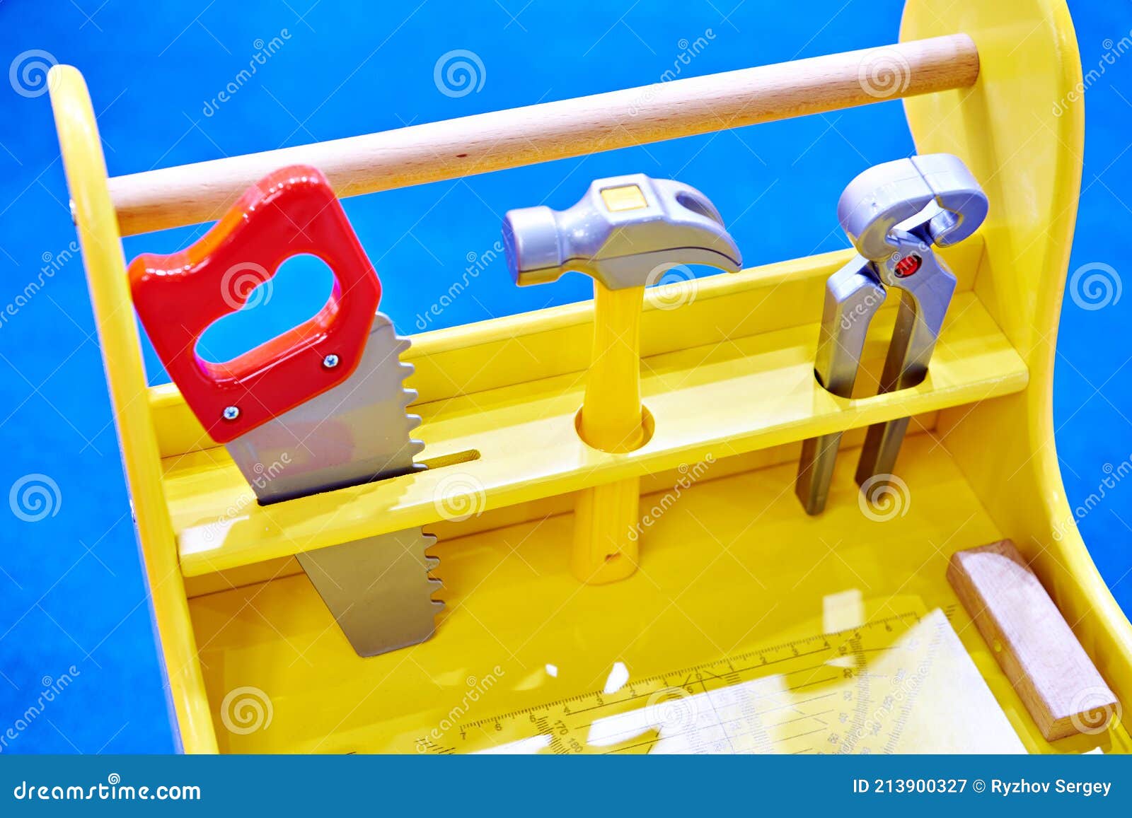 Kid`s Toy Carpentry Workbench with Tools Stock Image Image of wood