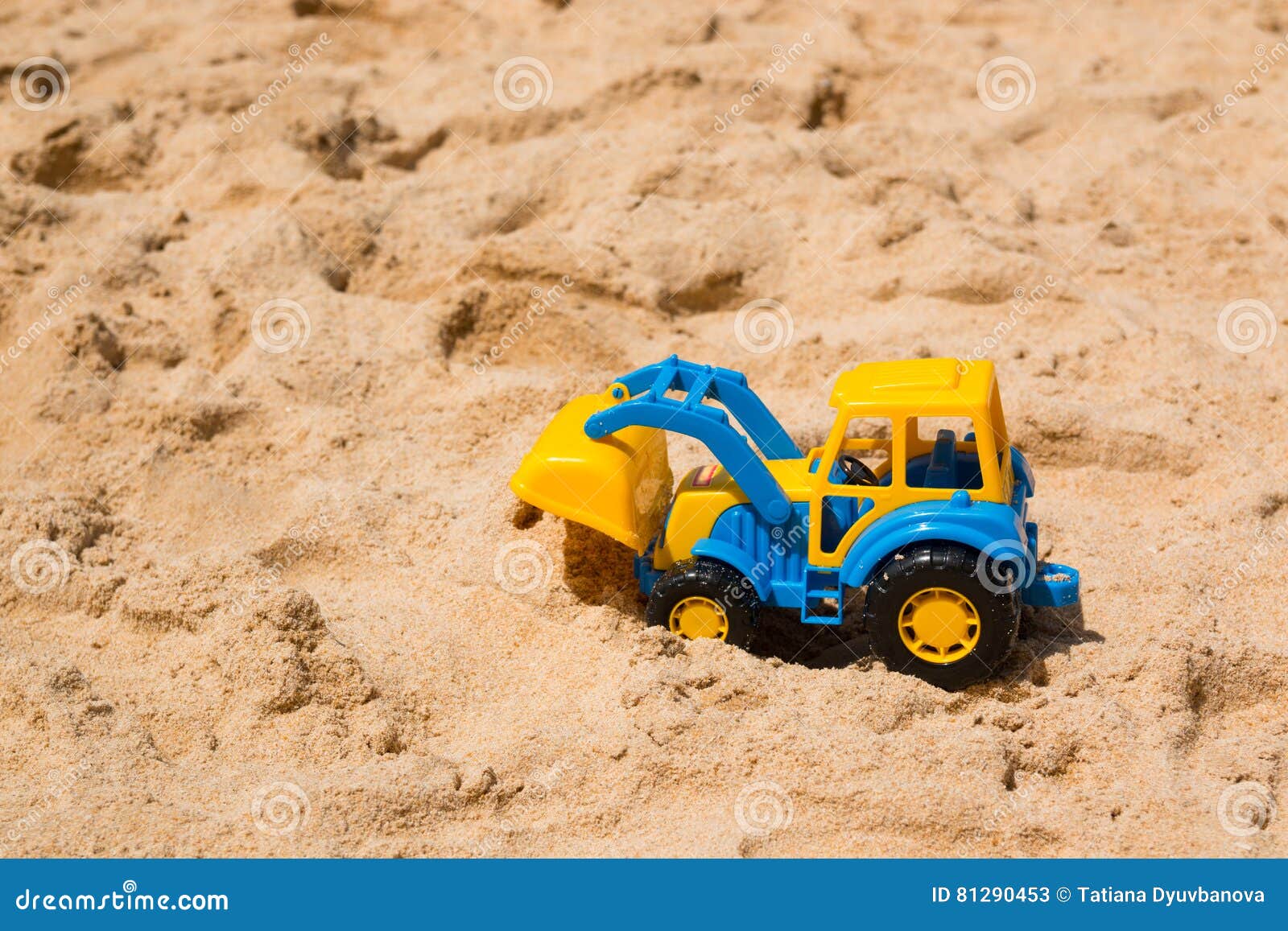 Children`s Toy Excavator in the Sand Stock Image Image of tractor