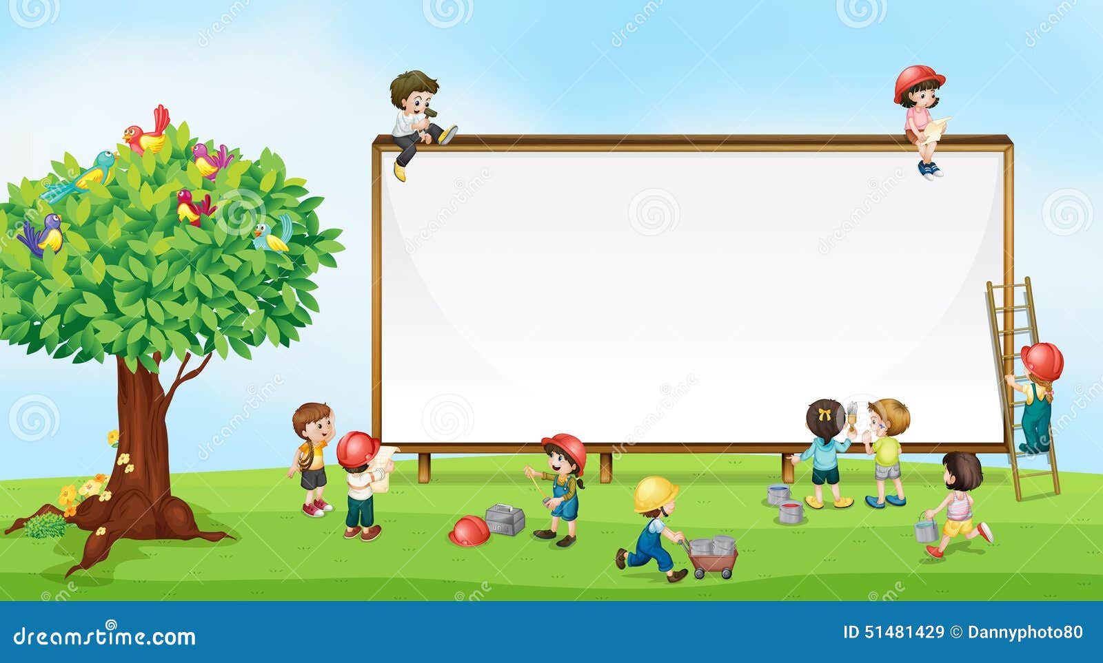 Children and sign stock vector. Illustration of scenic - 51481429