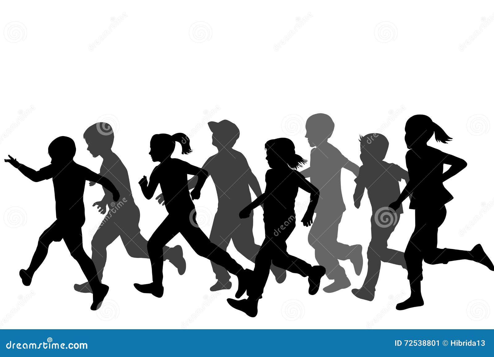 children silhouettes running