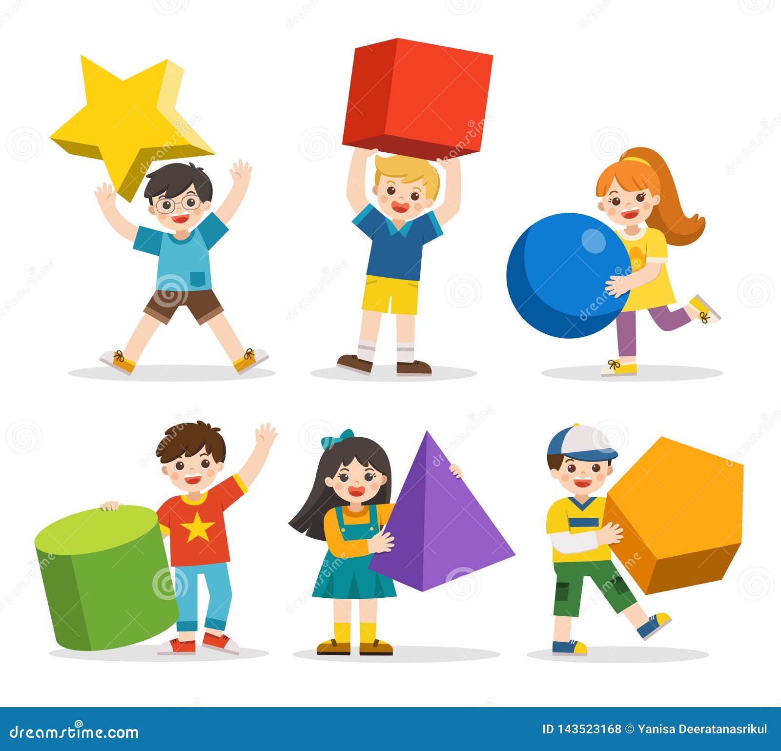 children with simple geometry forms. different geometric . educational geometry children.