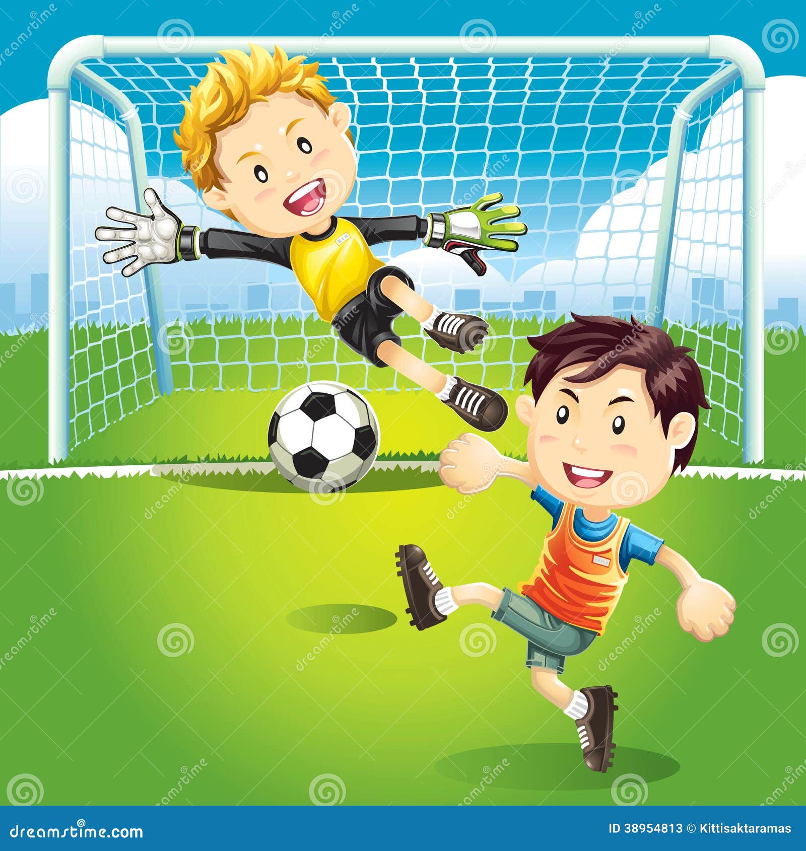 Children Soccer Goals Illustrations. Stock Vector Illustration of