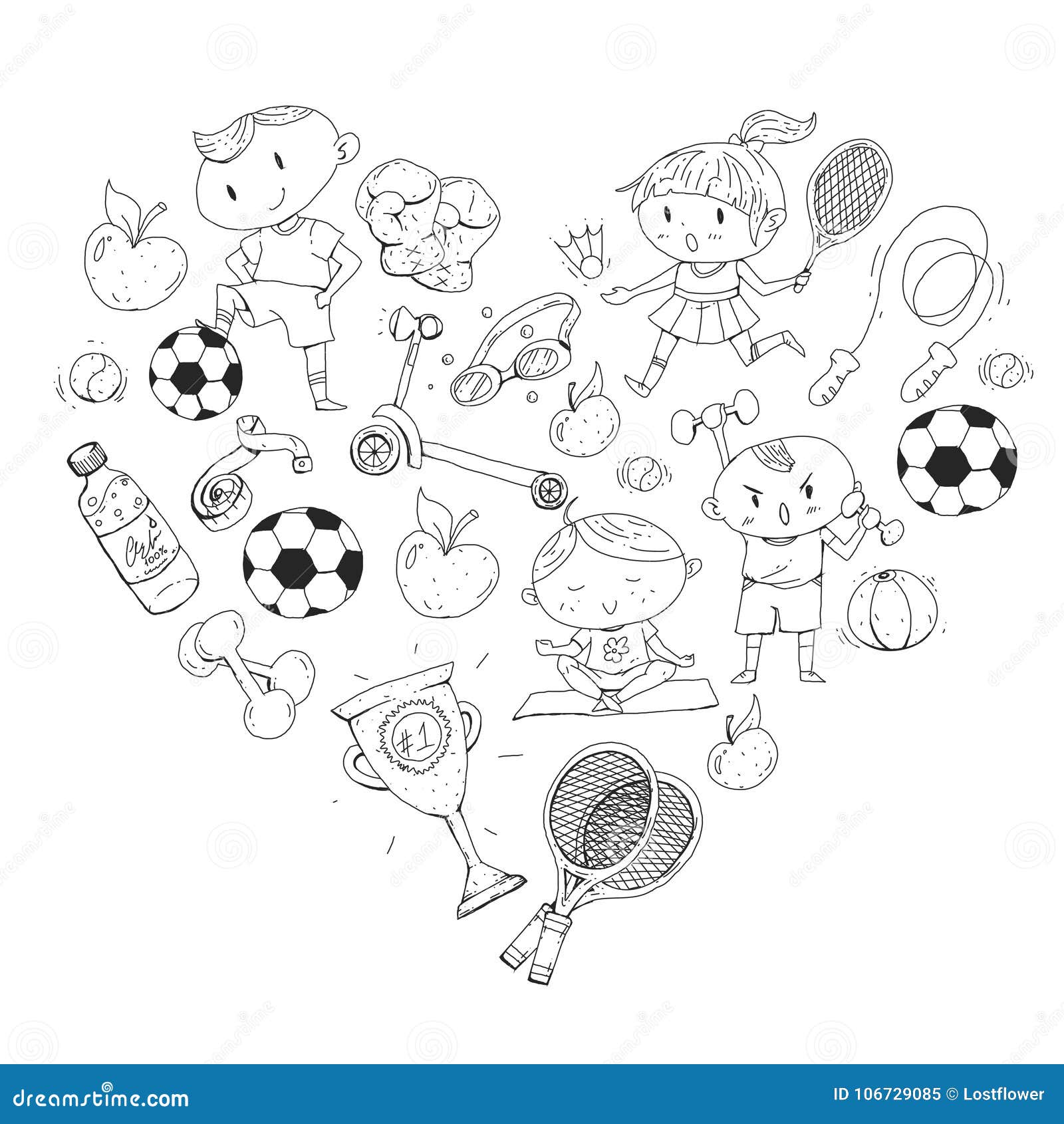 Sports Equipment Collections Stock Illustration - Download Image Now -  Badminton - Sport, Soccer Ball, Drawing - Activity - iStock