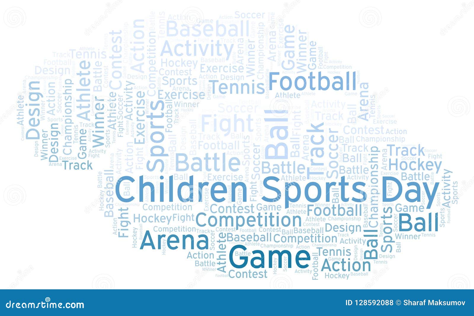 Children Sports Day Word Cloud. Stock Illustration Illustration of hockey, action 128592088