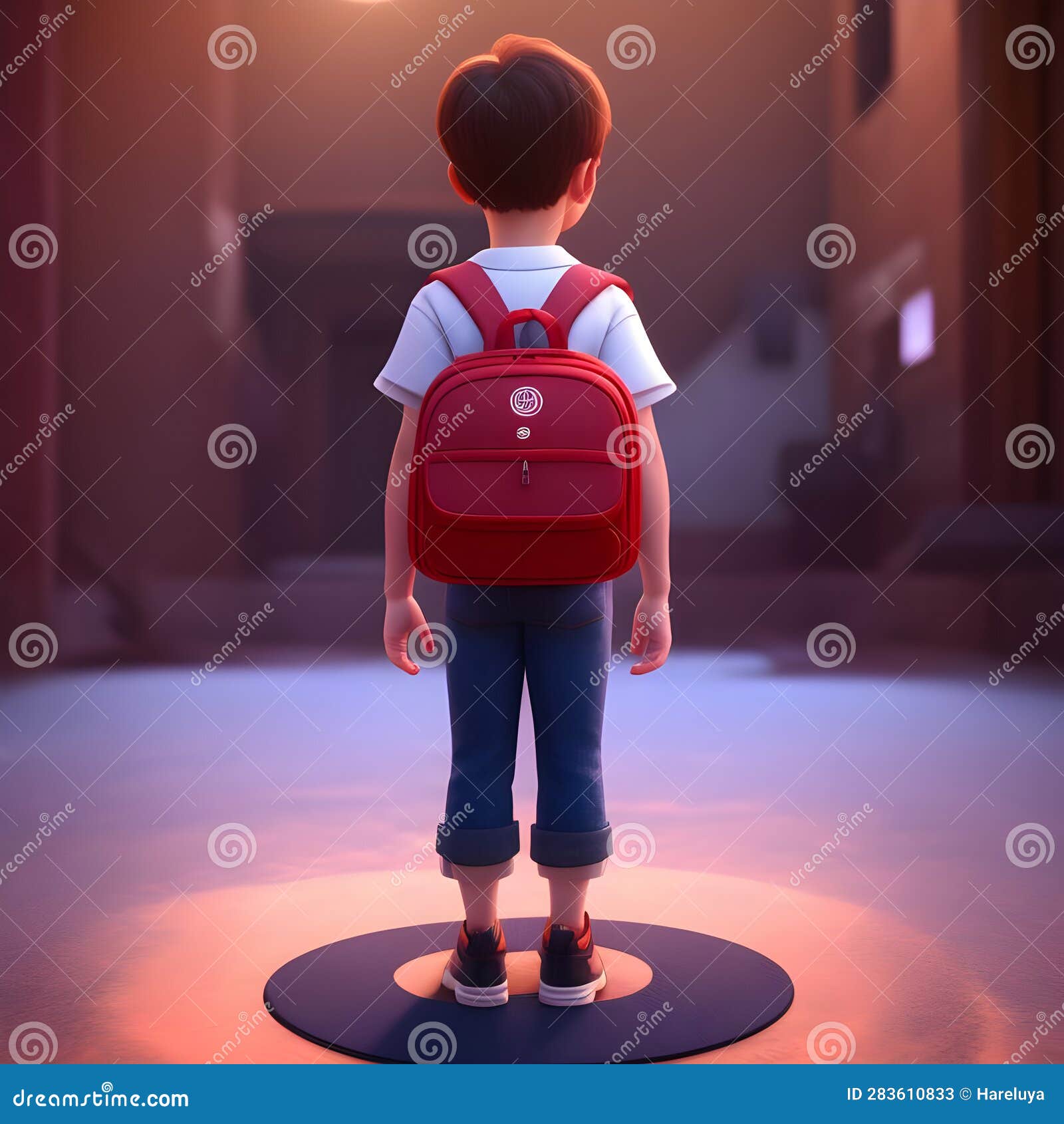 a children student with a bag goes to school.generative ai.