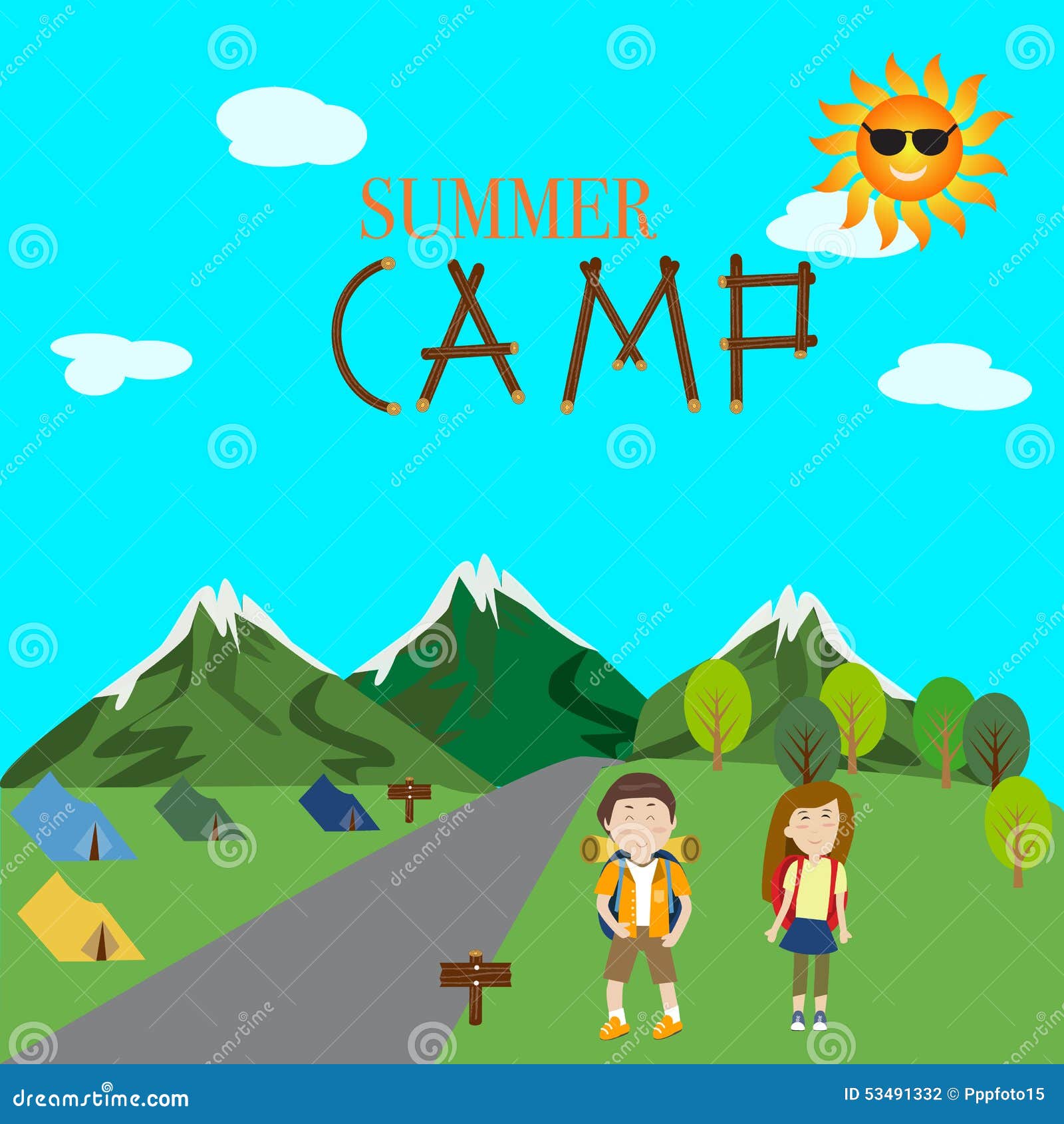 Children in the Summer Camp Stock Vector - Illustration of travel, outdoor:  53491332