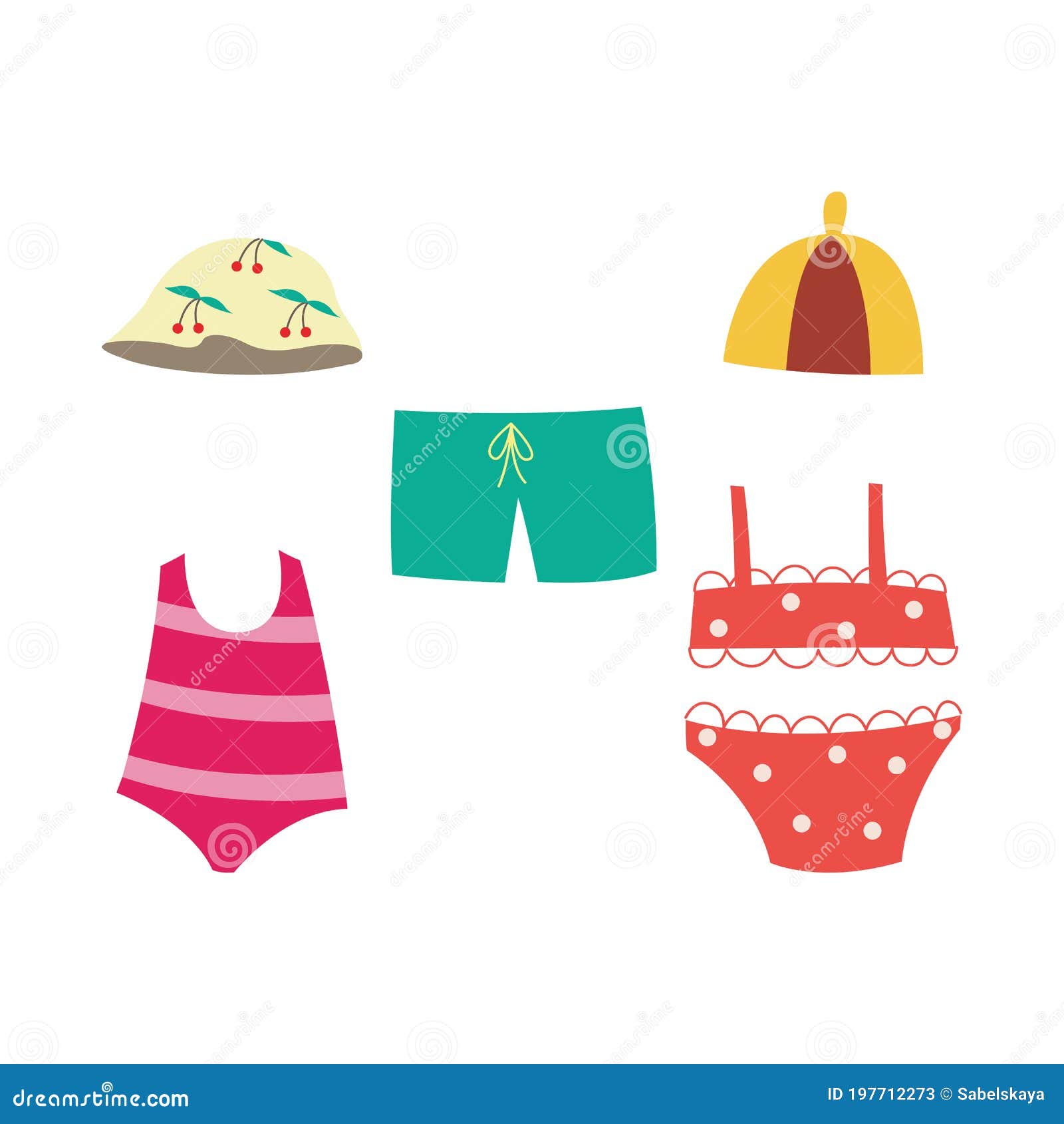 Children Swimsuit Set - Collection of Summer Swimwear for Little Kids ...