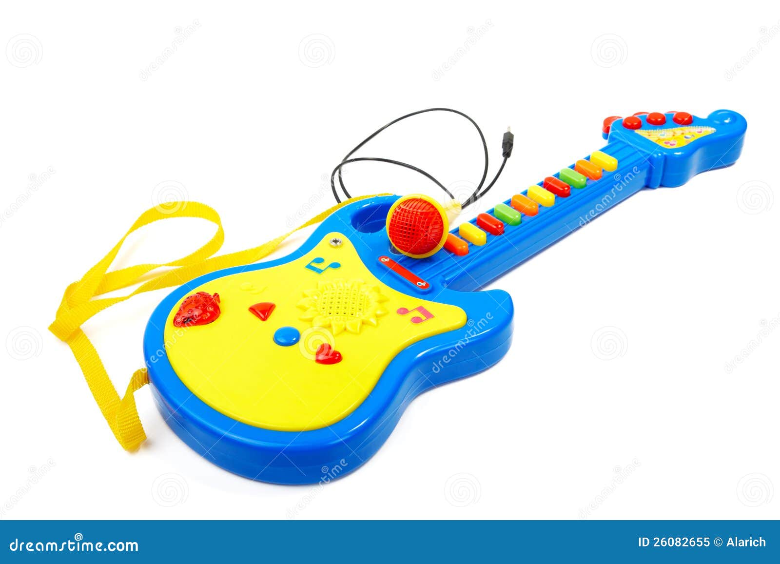 Children Toy Guitar with Microphone on a White Stock Image Image of leisure, guitar 26082655