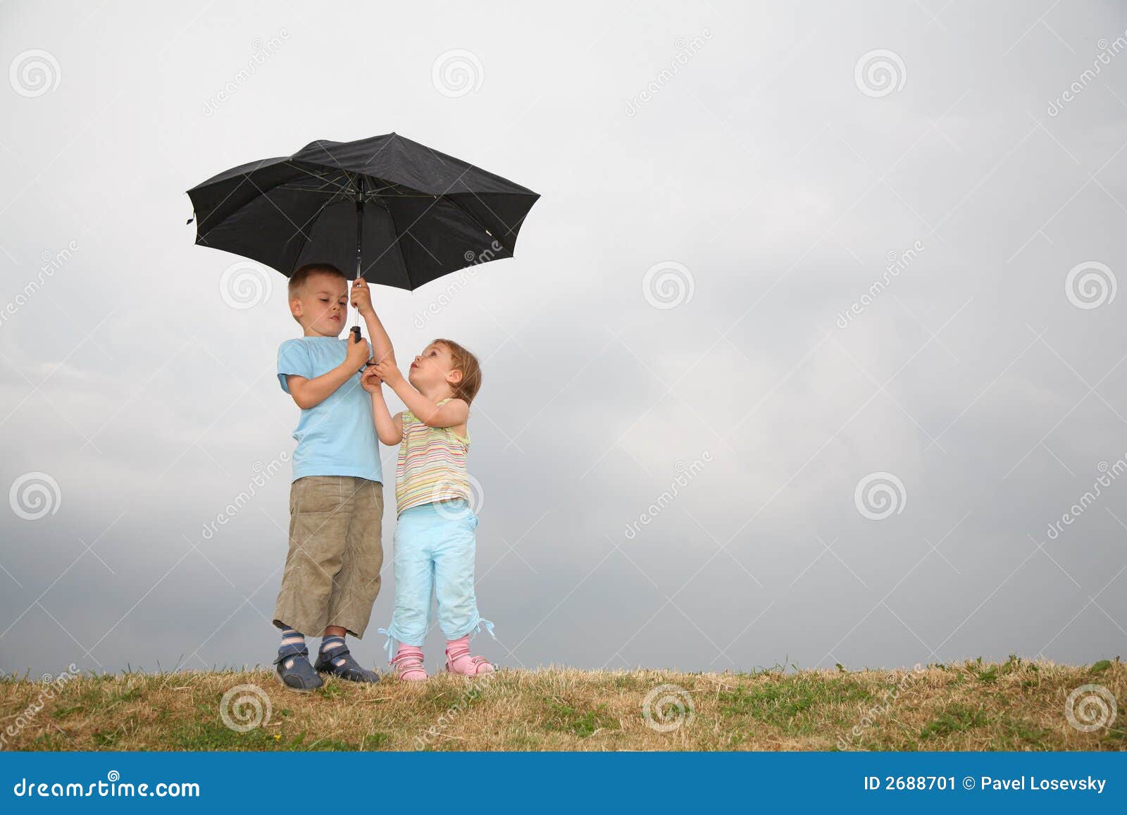 Children with the umbrella stock image. Image of kids 2688701