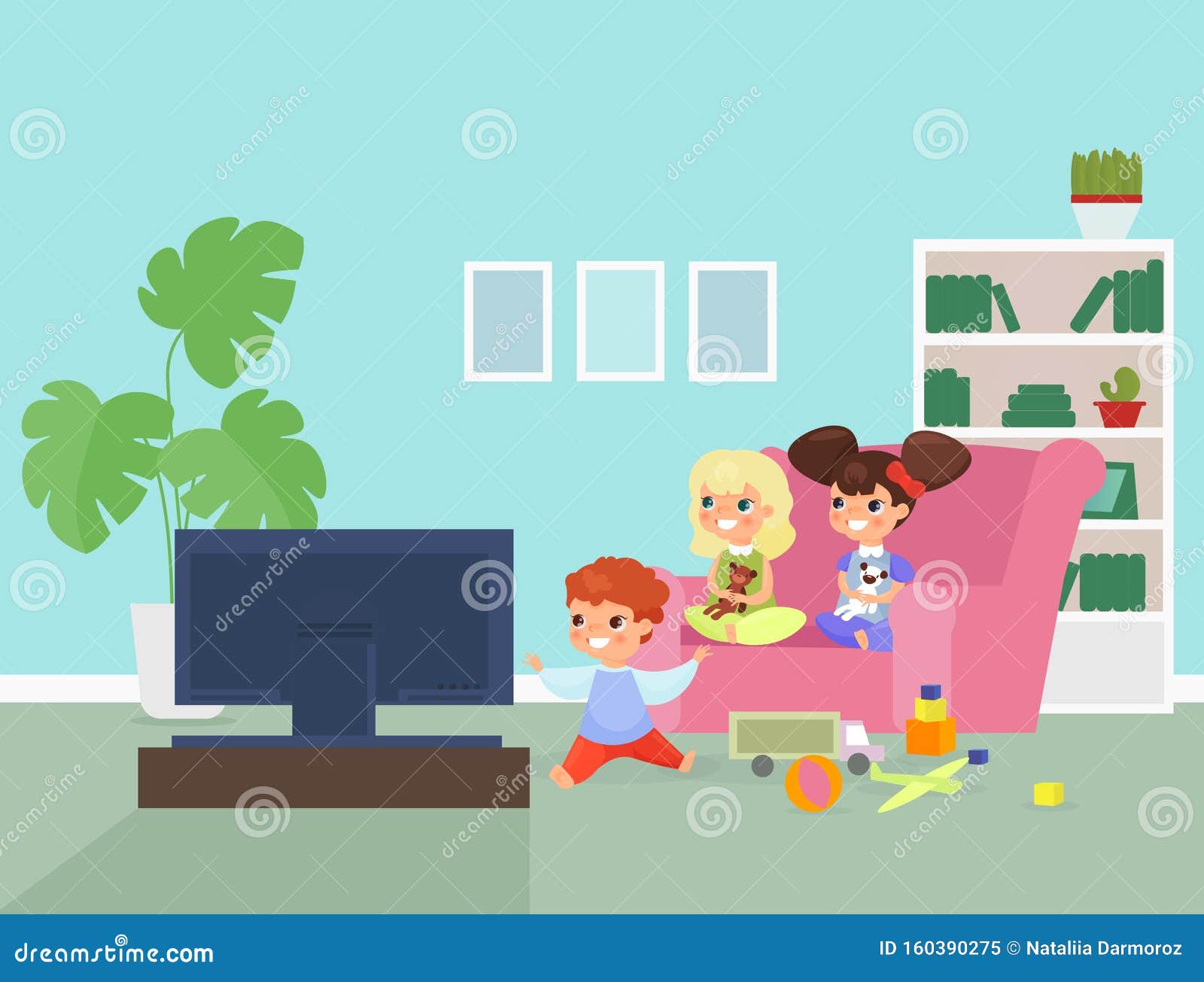 couch and tv clipart kids