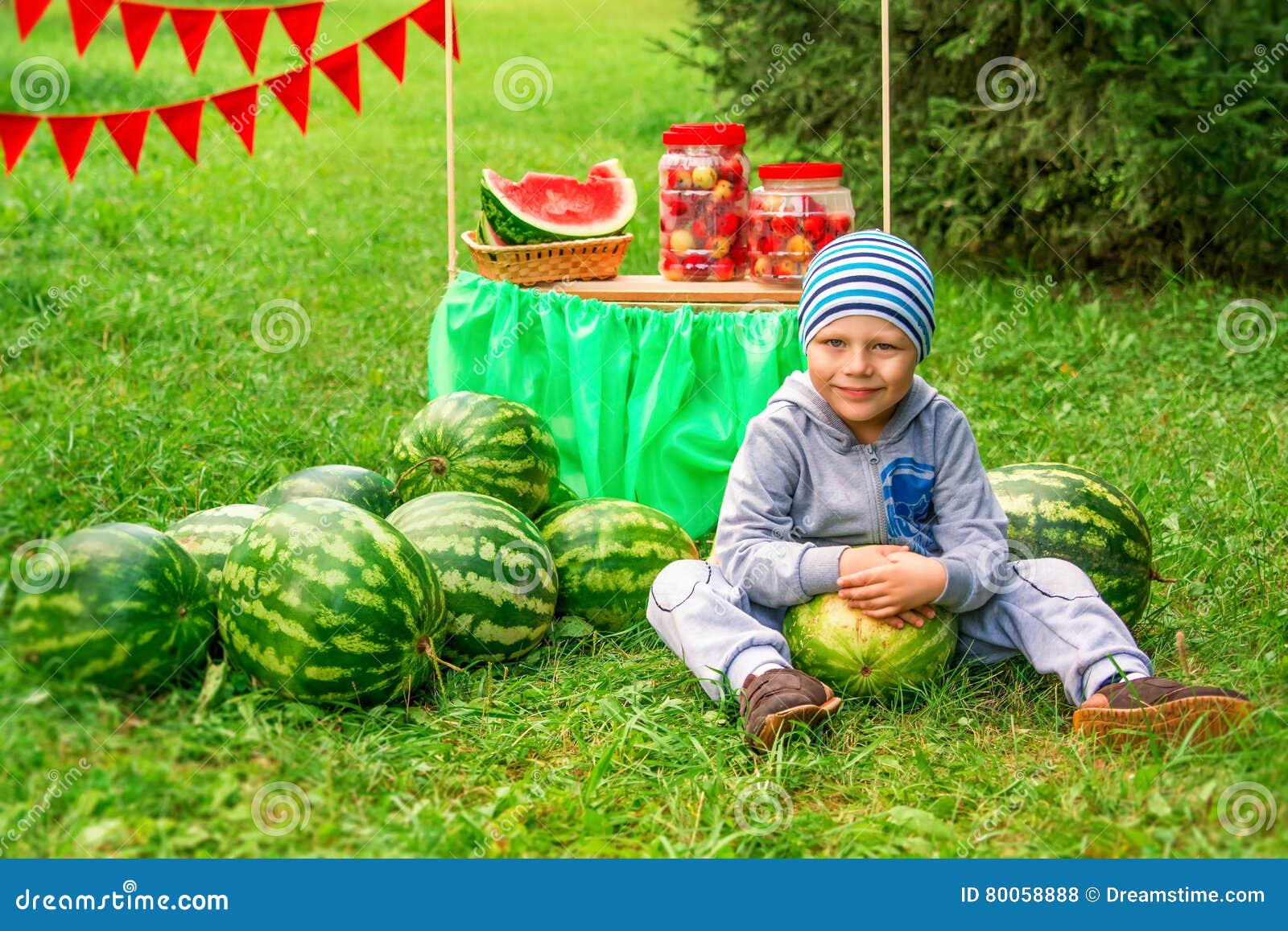 Children and watermelons stock photo. Image of rest, outing 80058888