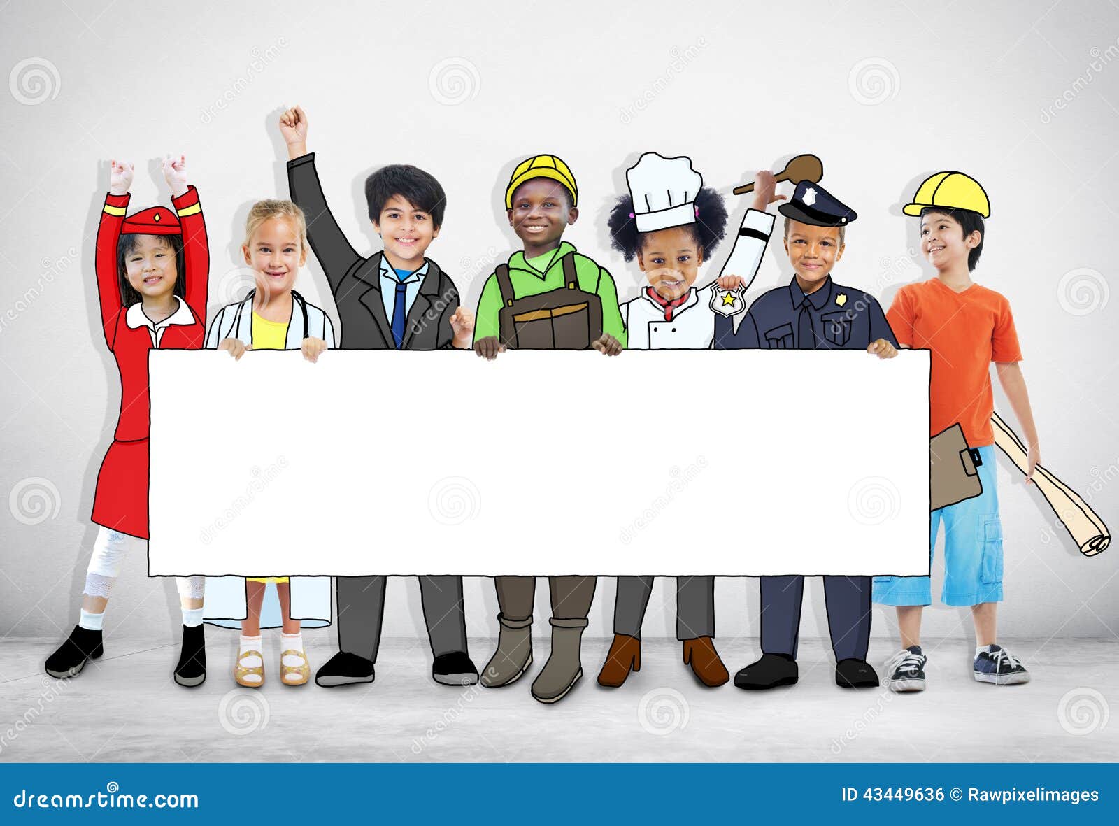 children wearing future job uniforms